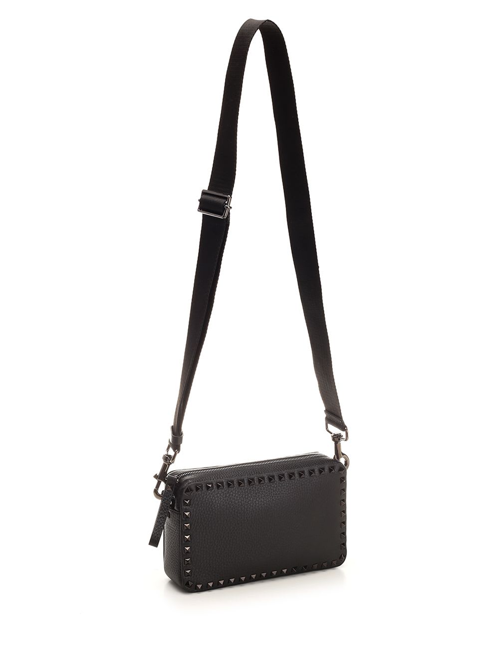 Shop Valentino Rockstud Shoulder Bag In Black