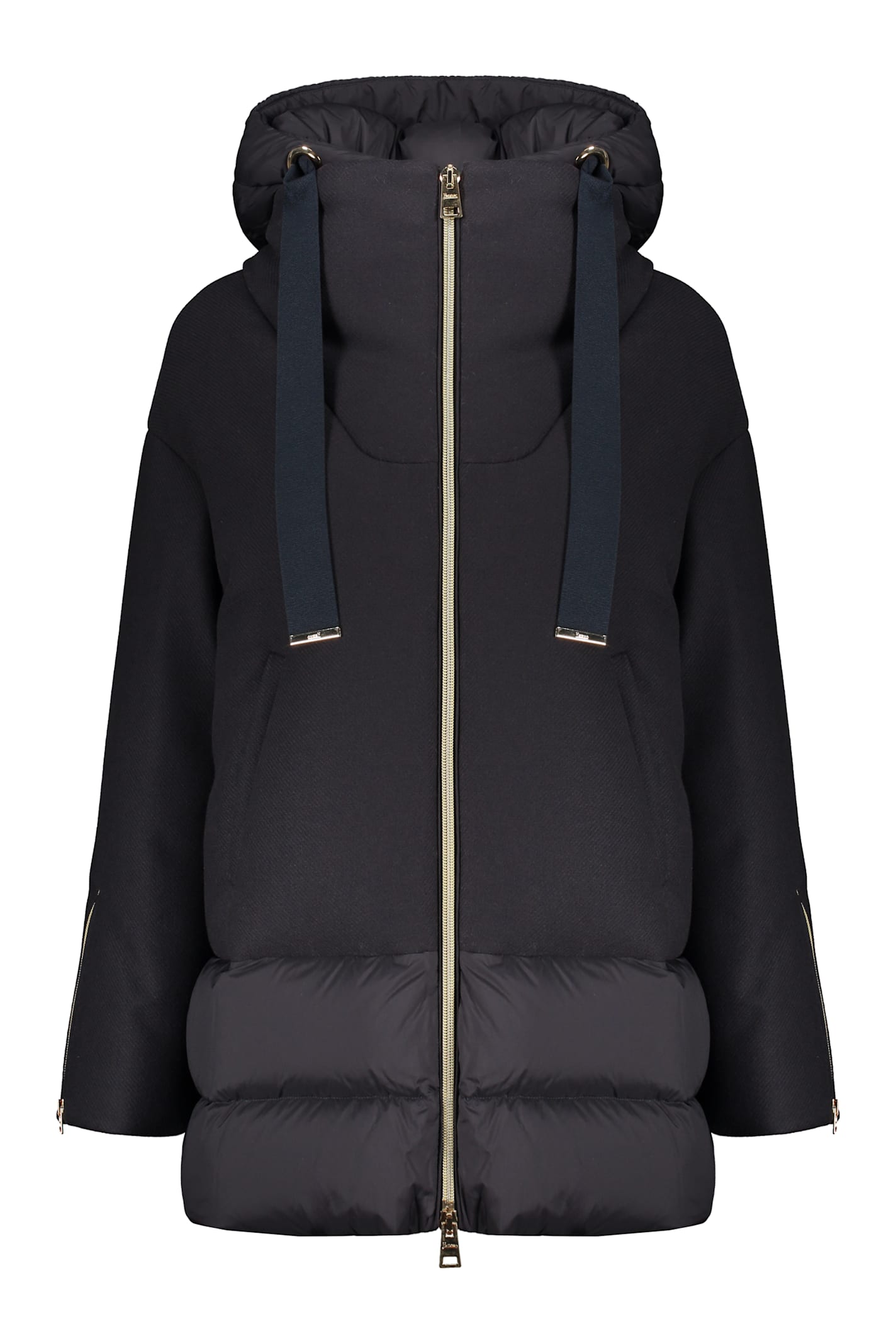 Shop Herno Hooded Short Down Jacket In Blue
