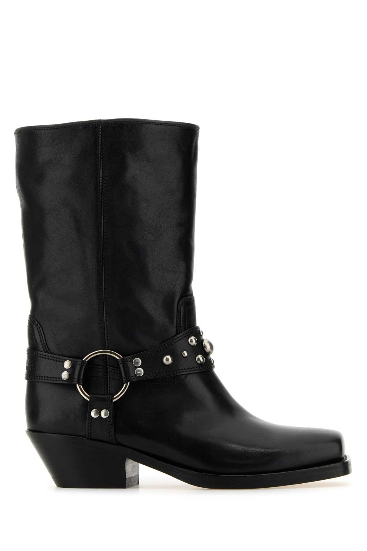 Shop Isabel Marant Black Leather Anya Ankle Boots