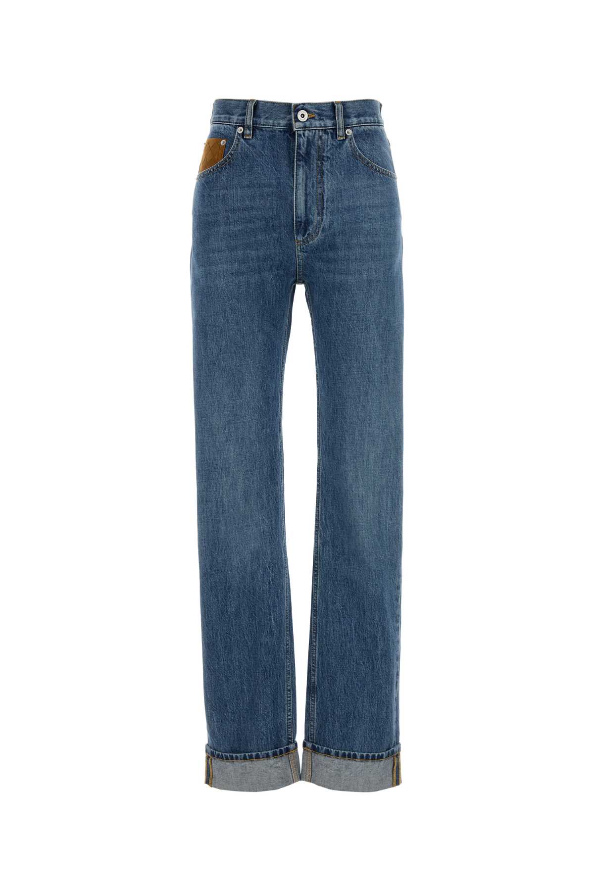 Bottega Veneta Five-pocket Denim Trousers Featuring Rolled Cuffs In Blue