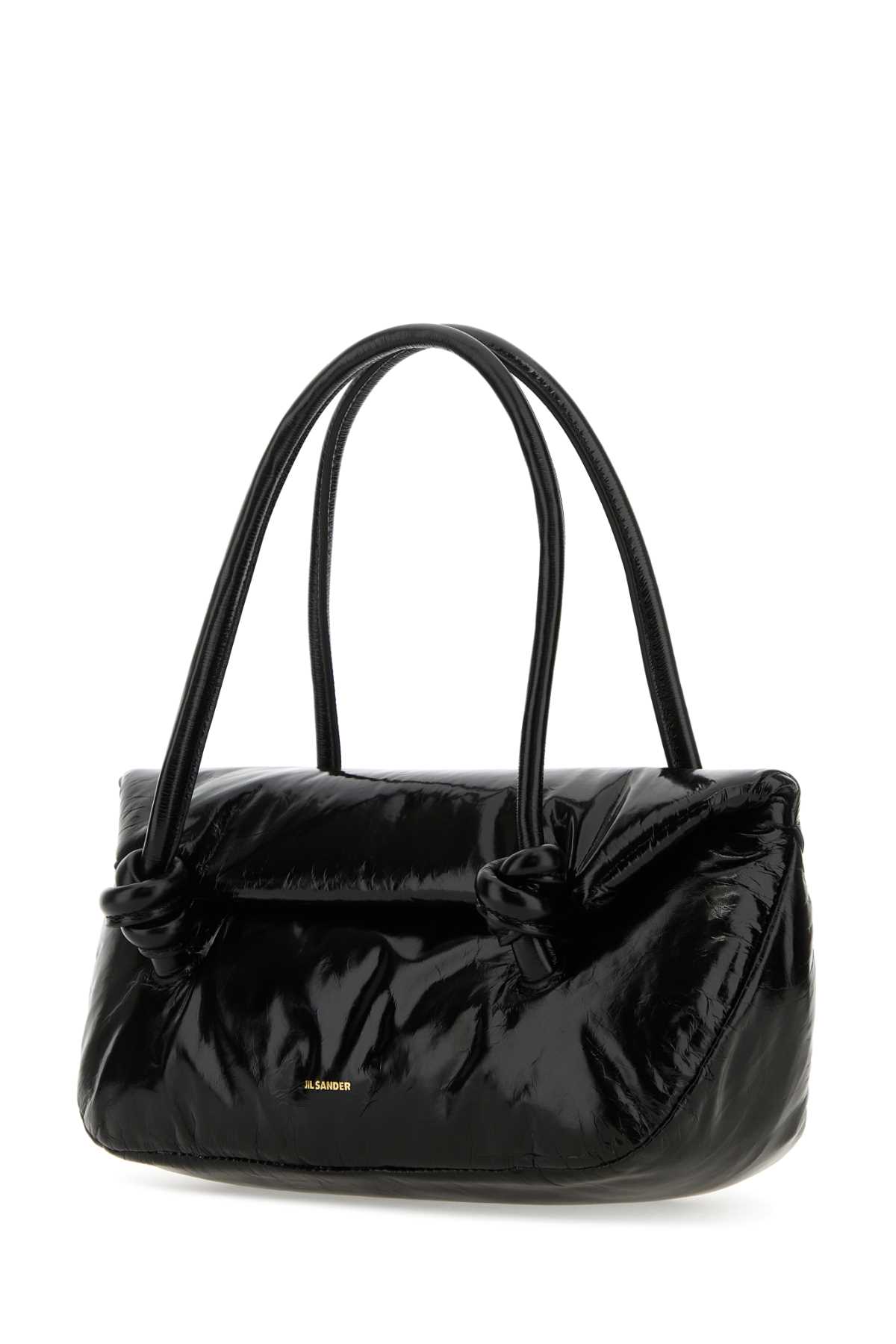 Shop Jil Sander Black Leather Small Knot Handle Handbag In 001