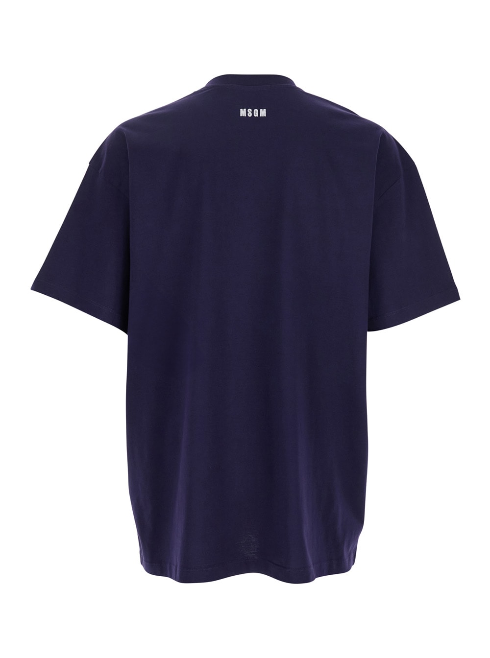 Msgm Blue T-shirt With Print On The Front And Logo On The Back In Cotton Man In Blu