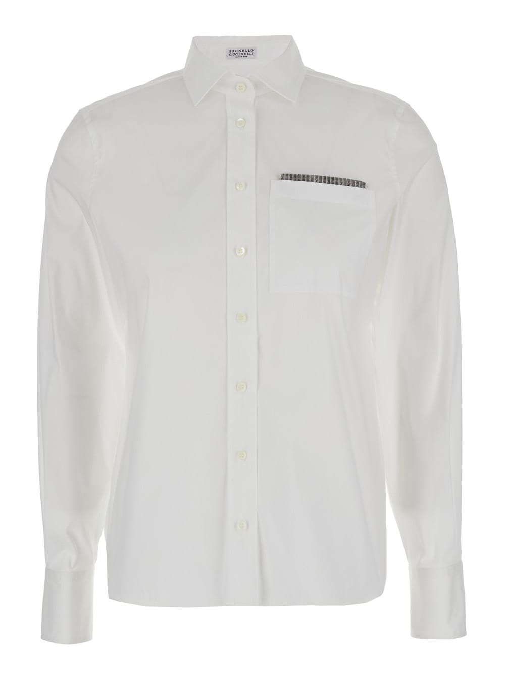 Shop Brunello Cucinelli White Shirt With Button Closure In Cotton Blend Woman