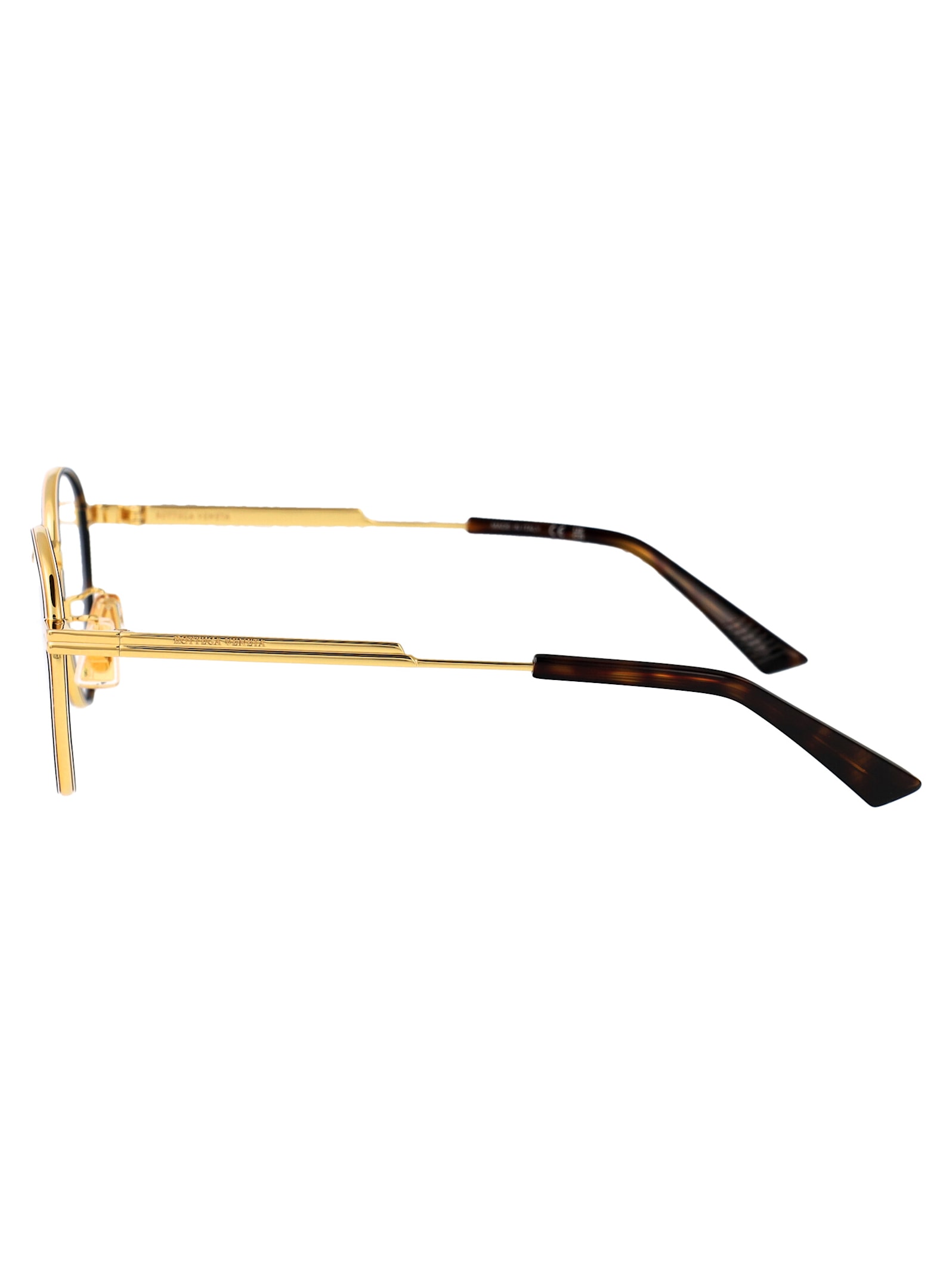 Bottega Veneta Bv1337oj Glasses In Gold-gold-transparent