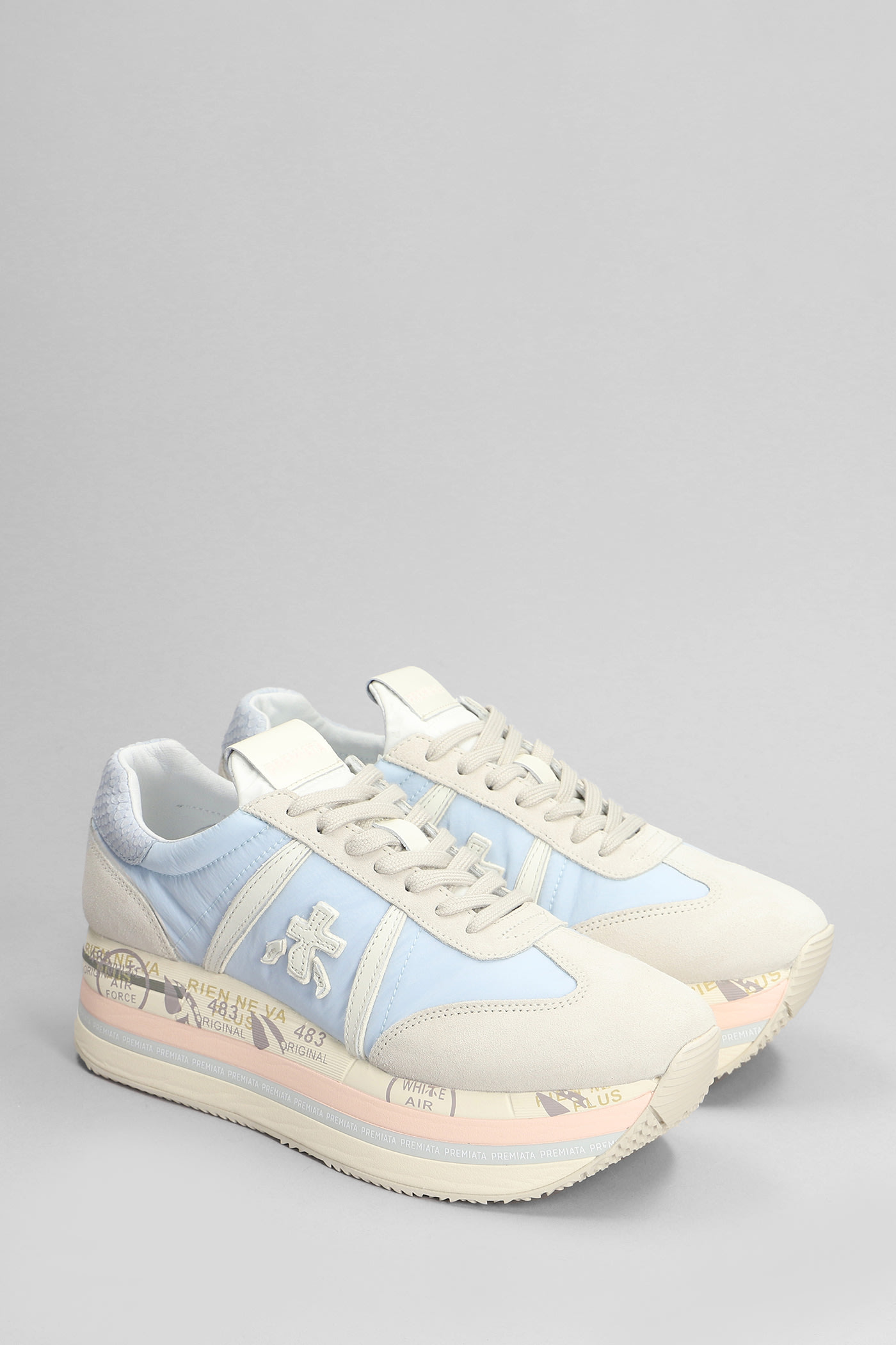 Shop Premiata Beth Sneakers In Beige Suede And Fabric