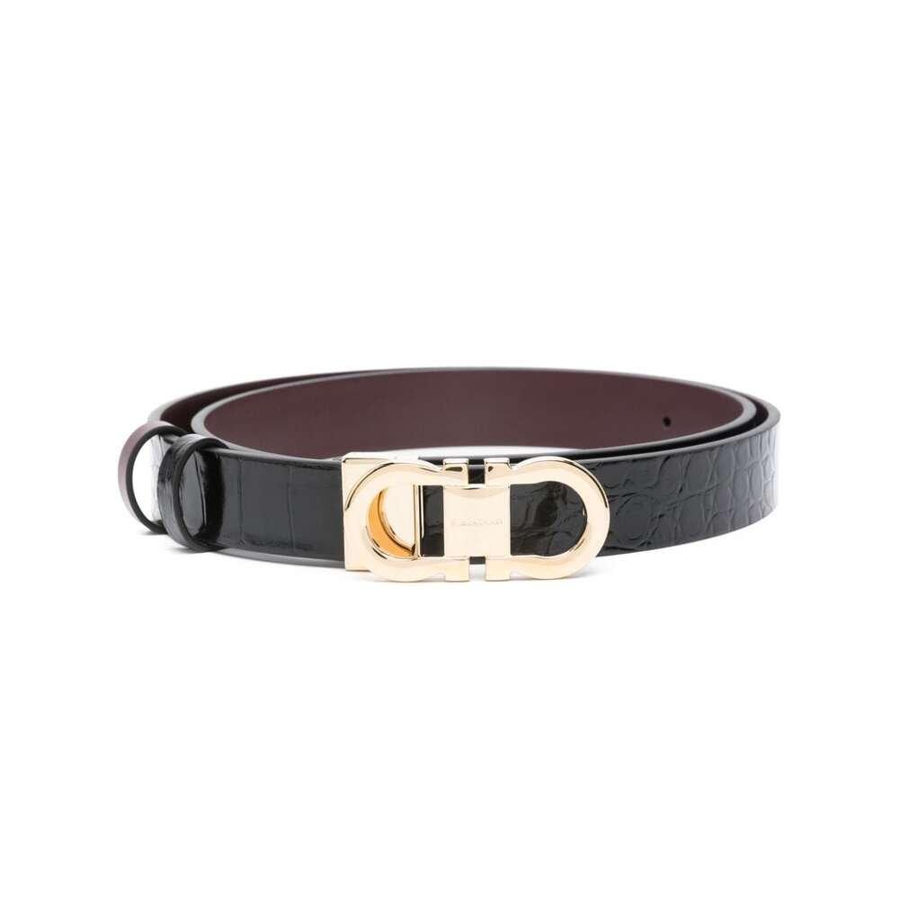 Shop Ferragamo Logo Engraved Buckle Belt