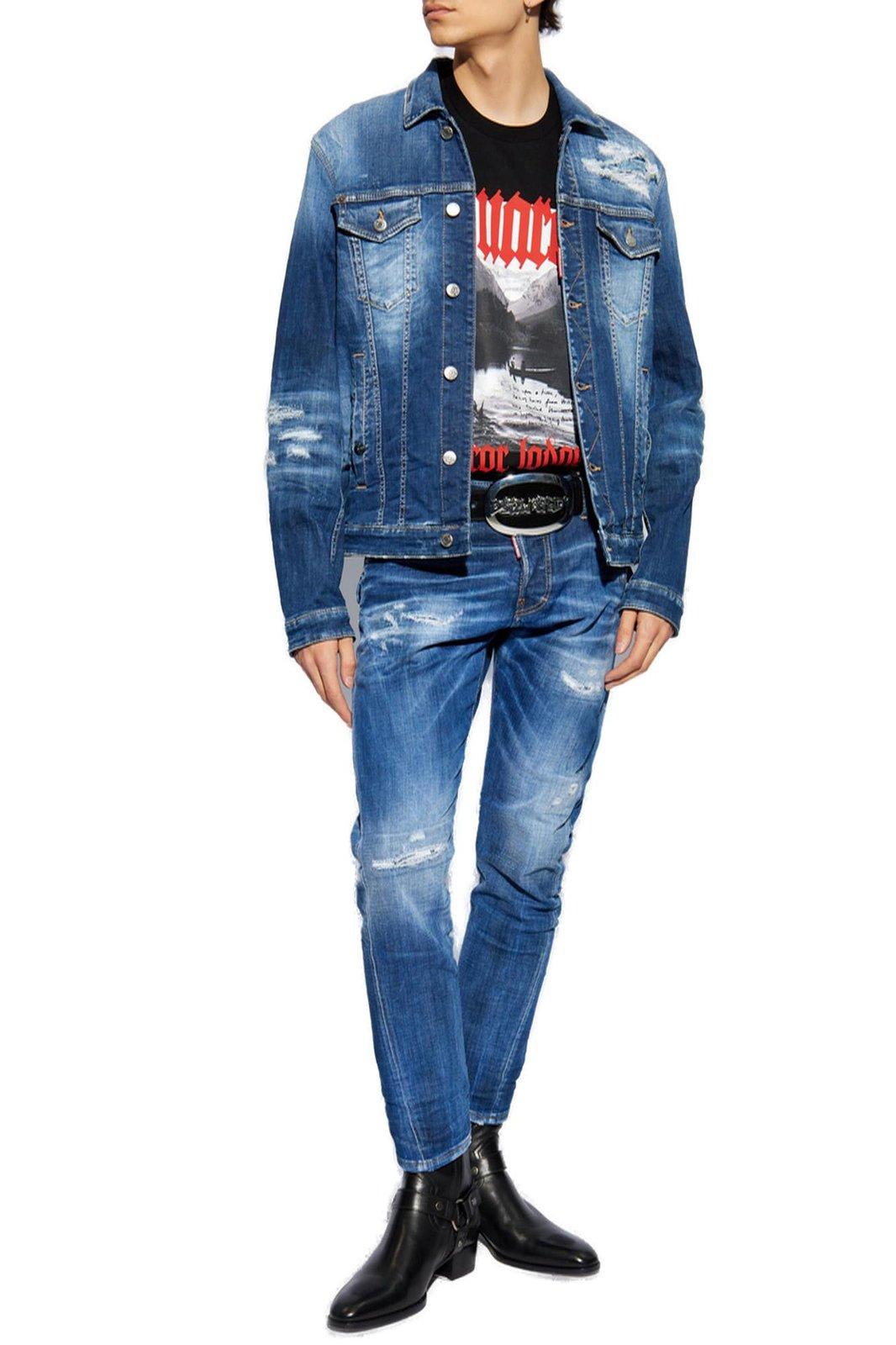 Shop Dsquared2 Sexy Twist Distressed Jeans In Denim