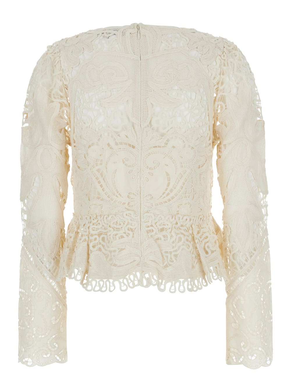 Sea New York Gianna White Top With All-over Lace Embroidery In Cotton Woman In White
