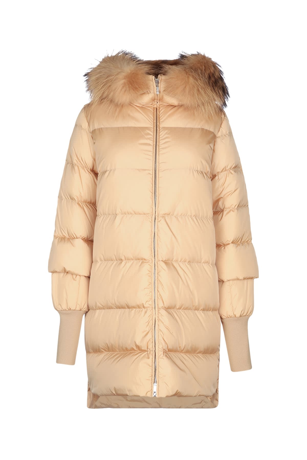Add Fur-trimmed Quilted Coat In Neutral