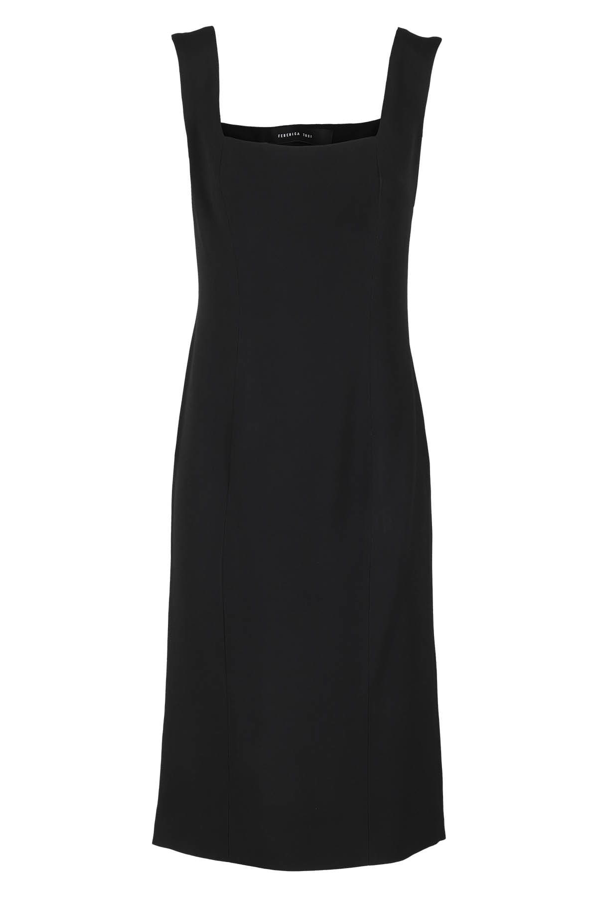 Federica Tosi Square-neck Sleeveless Dress In Nero