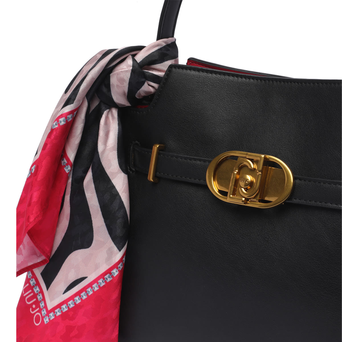 Shop Liu •jo Logo Handbag In Nero