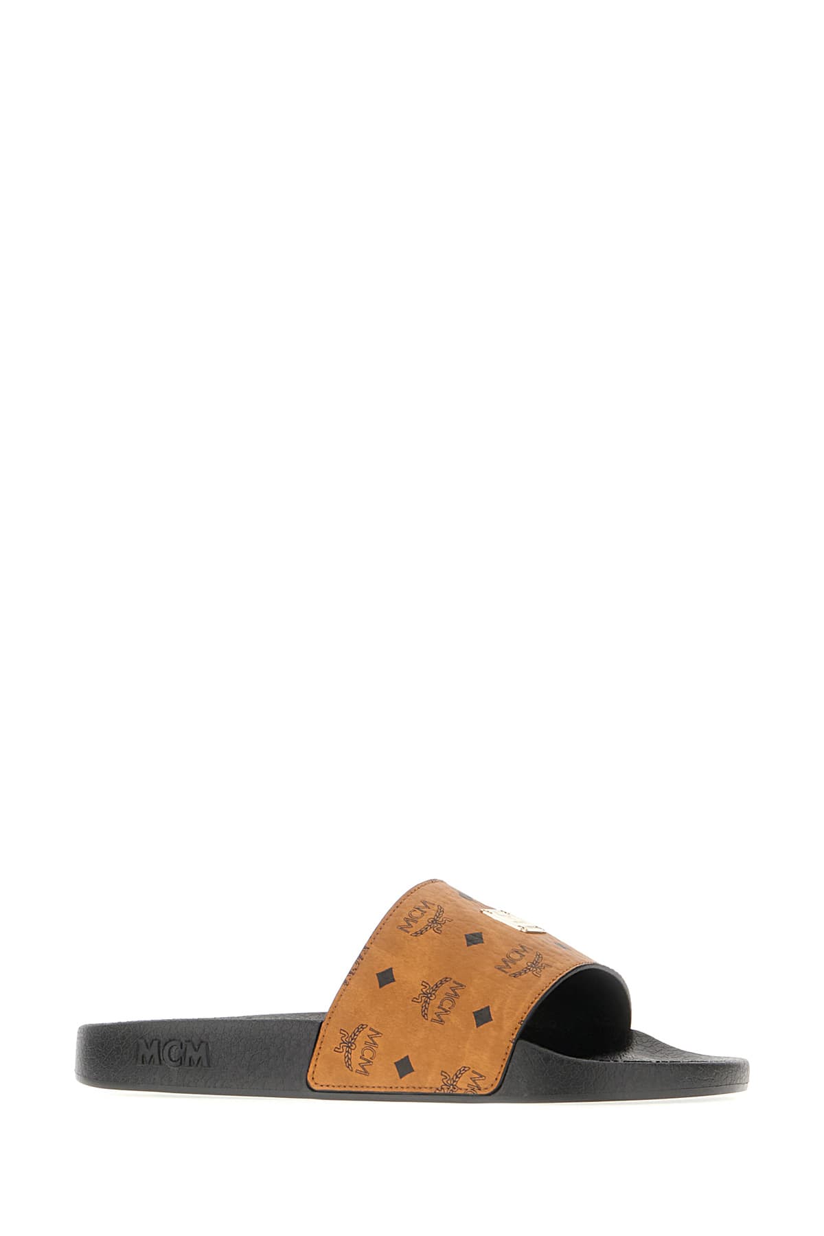 Shop Mcm Printed Canvas Slippers In Co