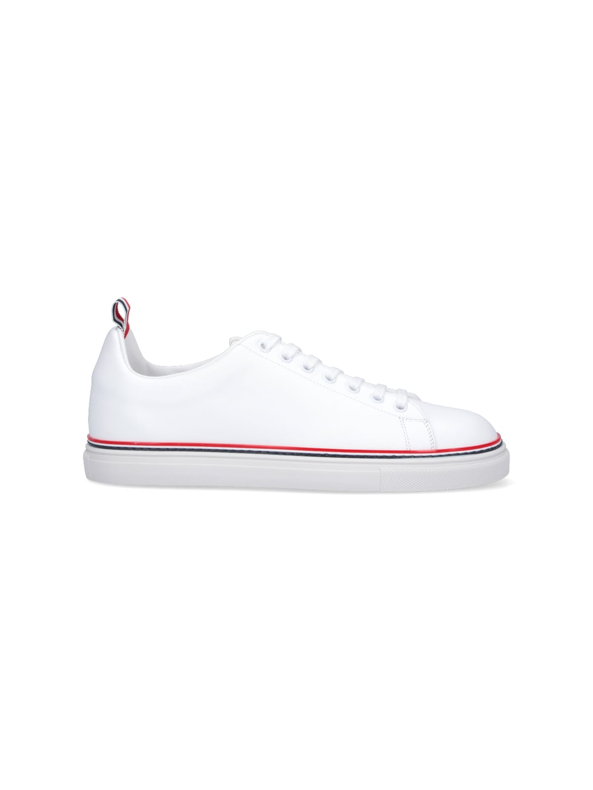 THOM BROWNE CALF LEATHER TENNIS SHOES