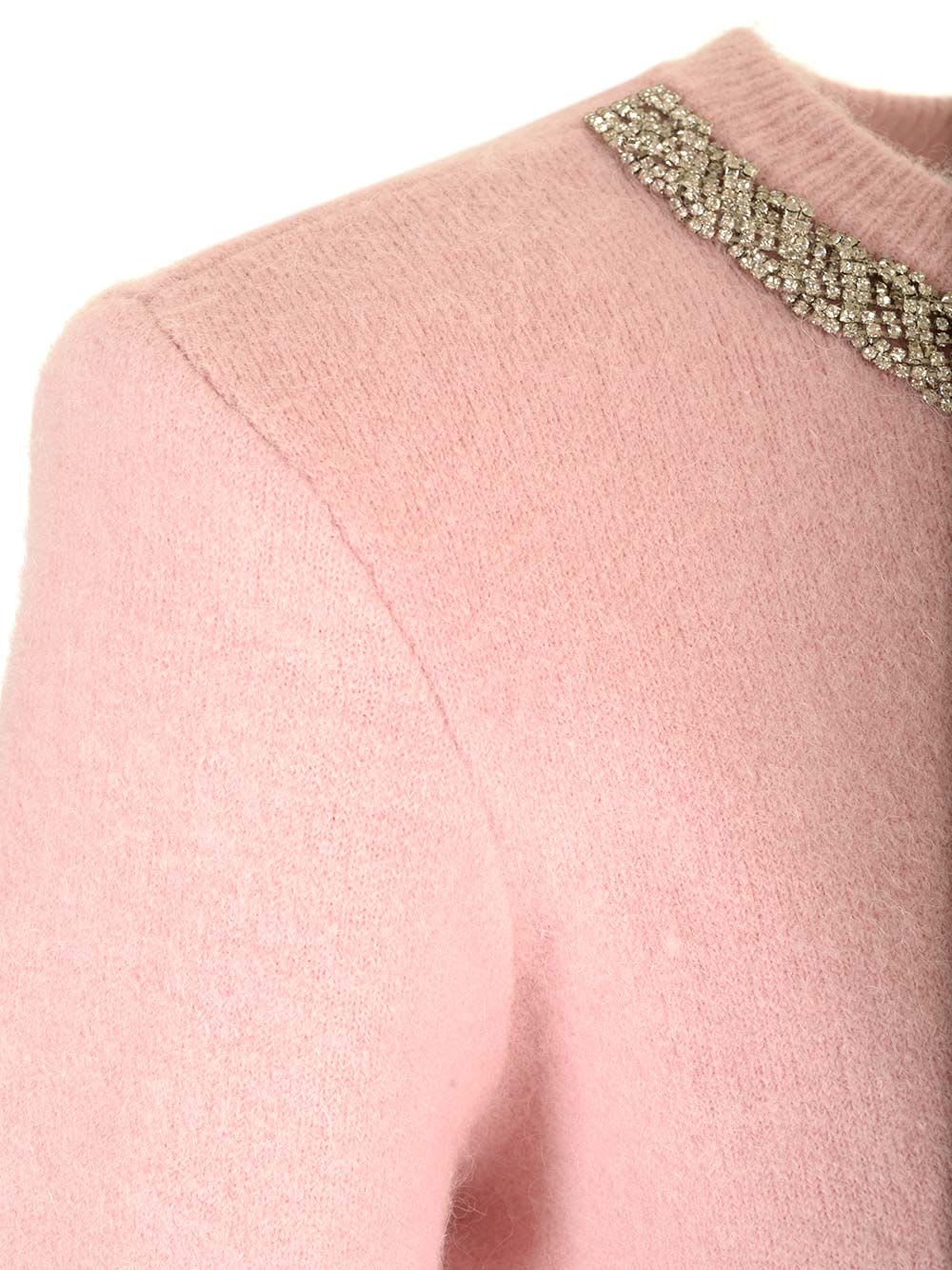 Shop Self-portrait Alpaca Knit Embellished Cardigan In Rose