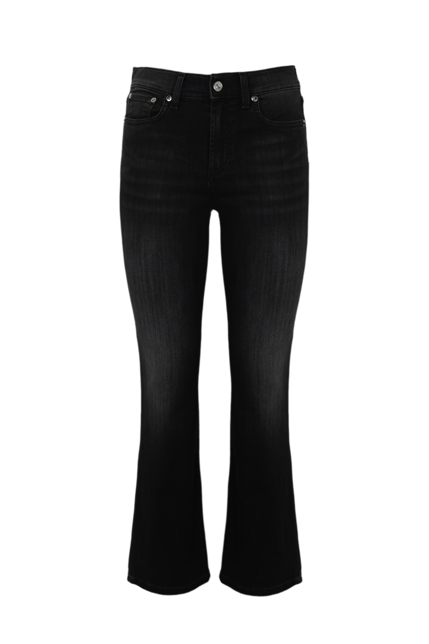 Roy Rogers Flare Jeans In Black Denim In Denim Black