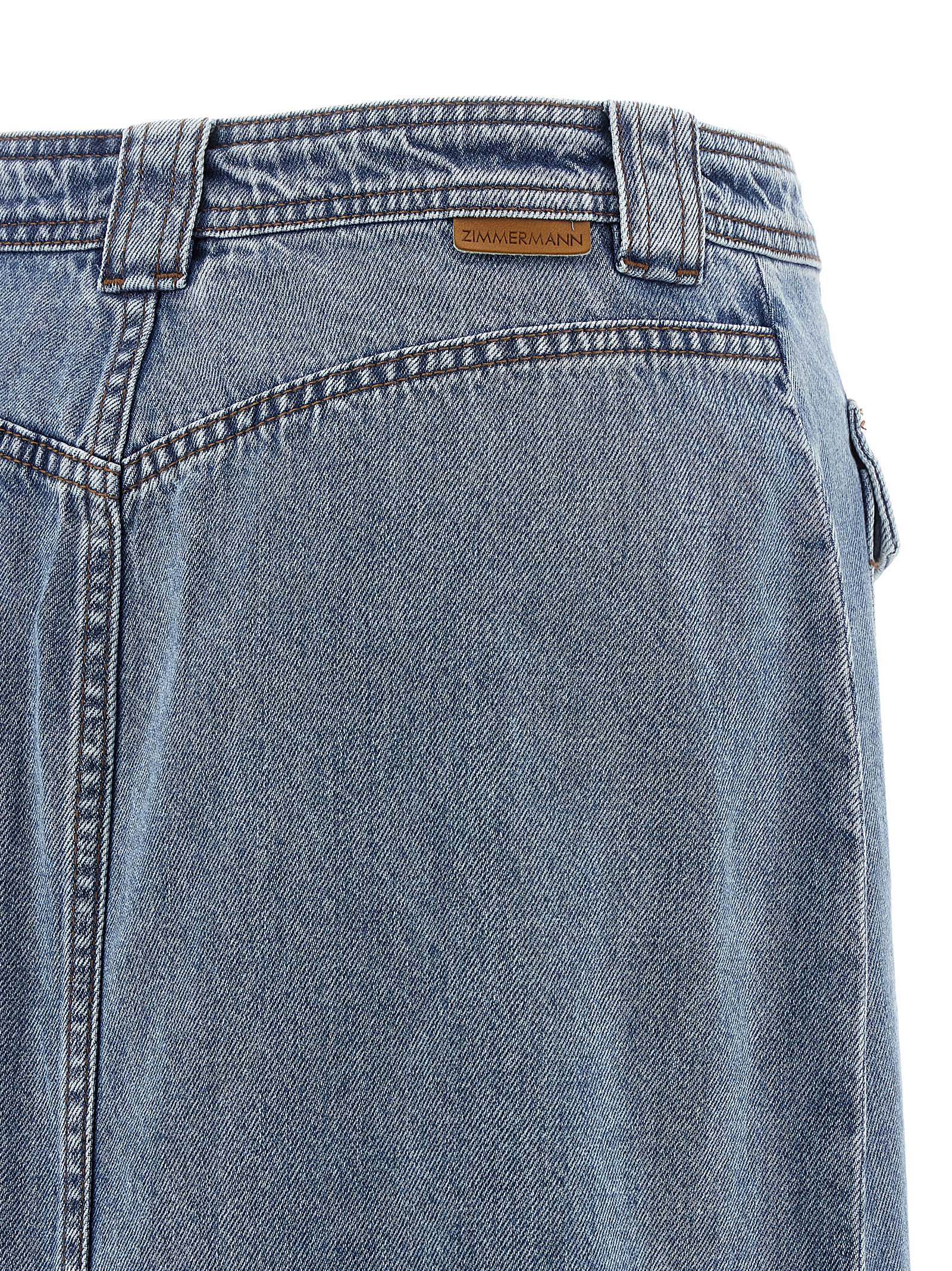 Zimmermann Button-front Flap-pocket Skirt In Blue