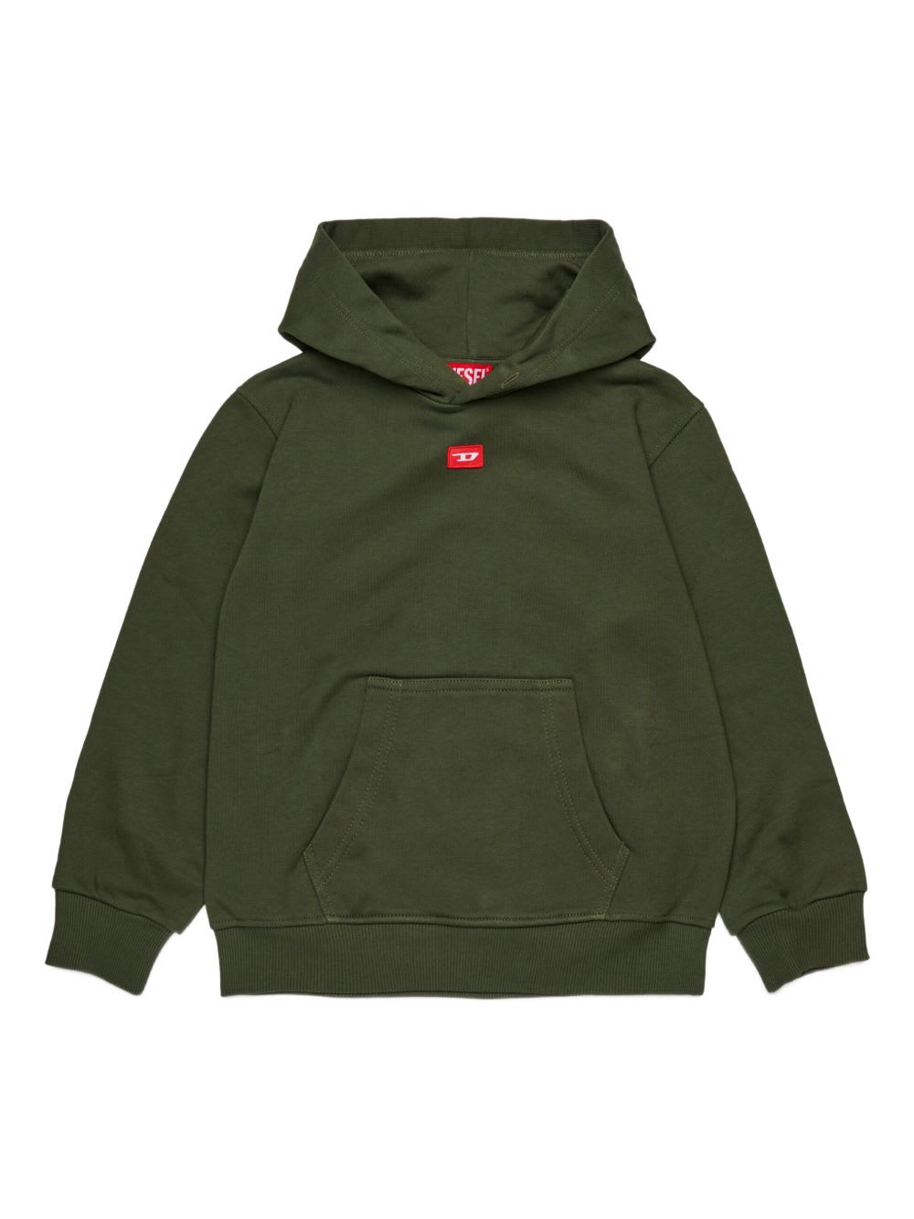 Diesel Kids Green Hoodie With Logo Patch In Green