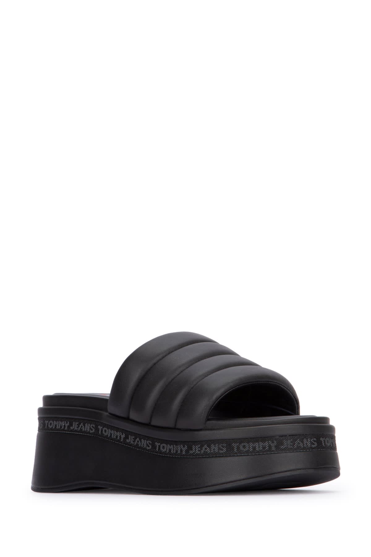 Tommy Hilfiger Quilted Platform Sandals In Black