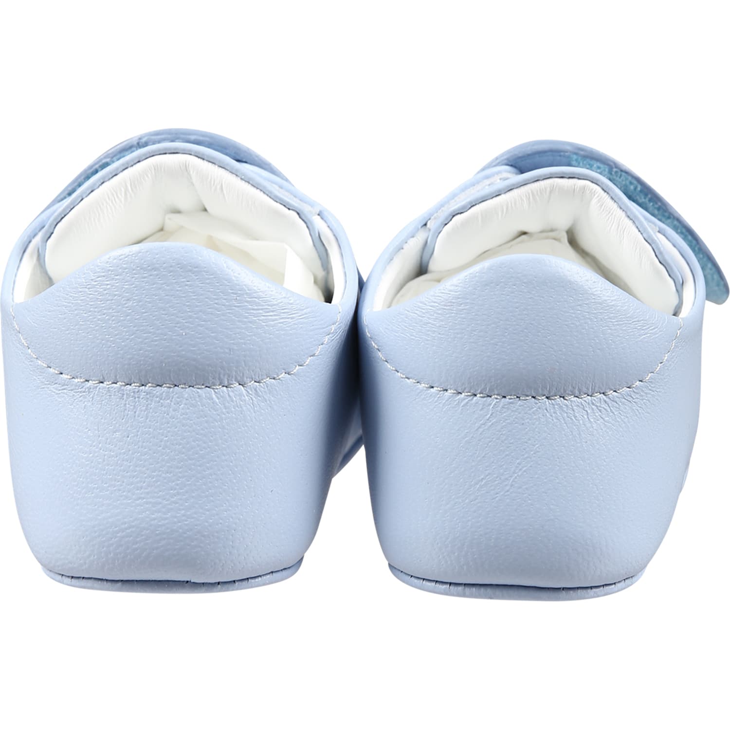 Shop Versace Light Blue Sneakers For Babies With Medusa