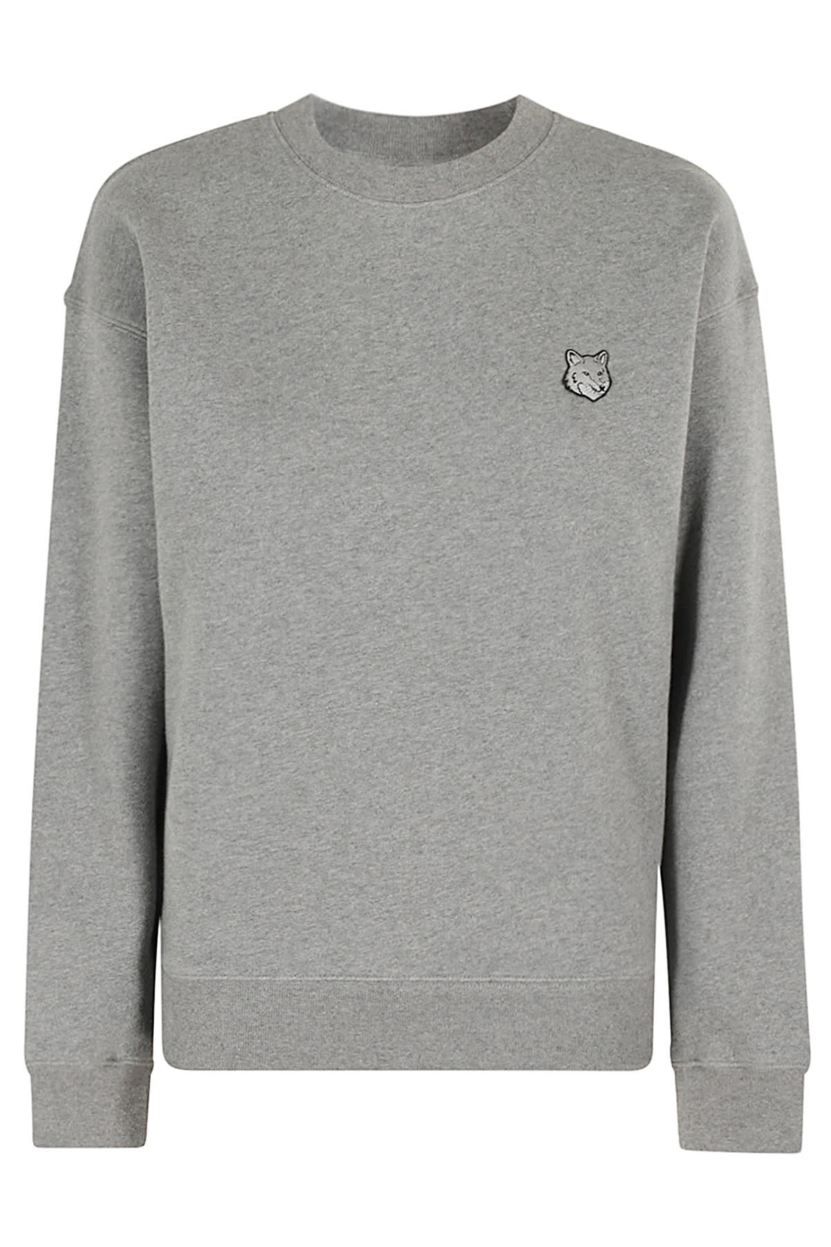 Shop Maison Kitsuné Bold Fox Head Patch Comfort Sweatshirt In Medium Grey Melange