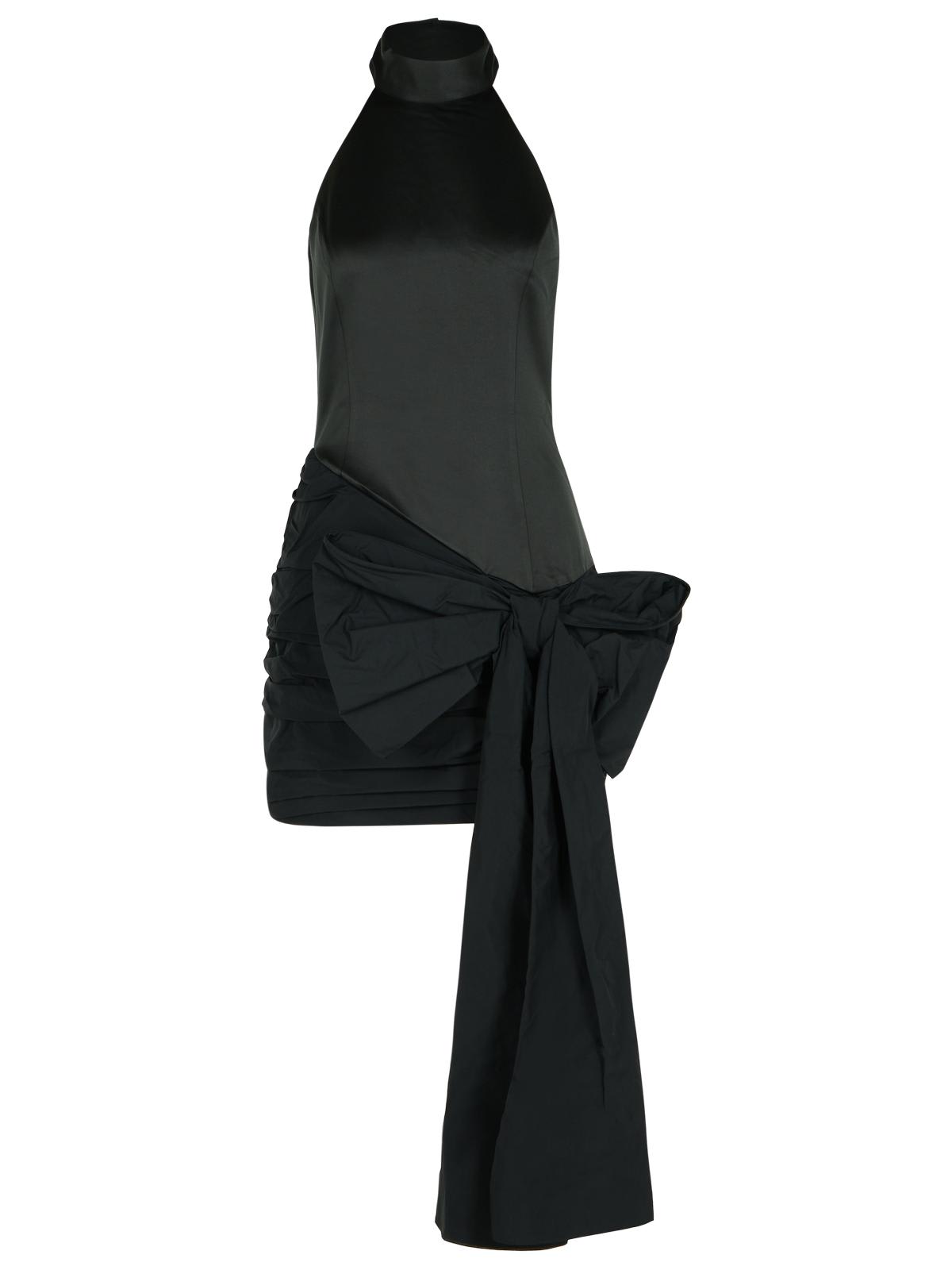 Rotate Birger Christensen Dress With Bow In Black Polyester In Black