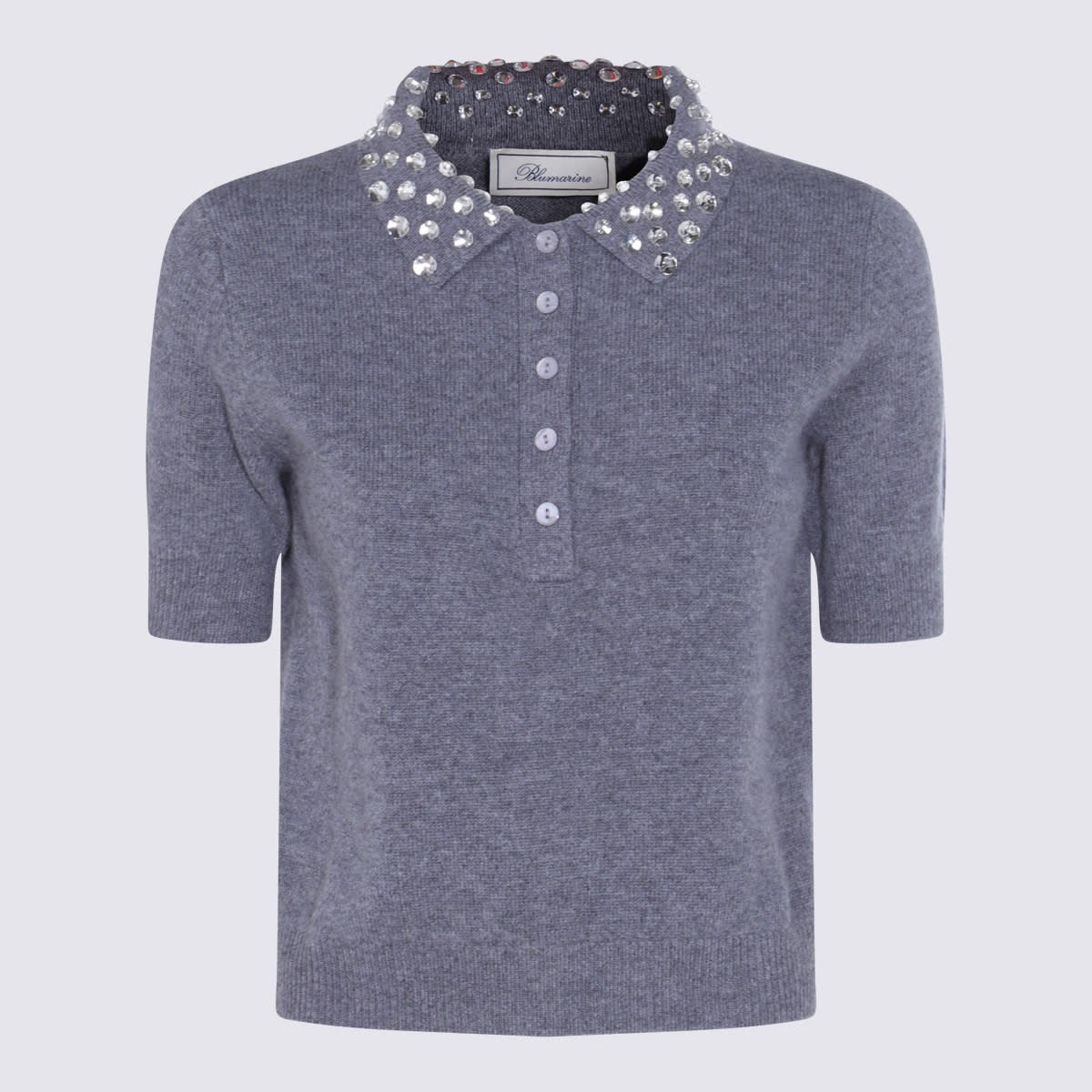 Blumarine Grey Wool Polo Shirt