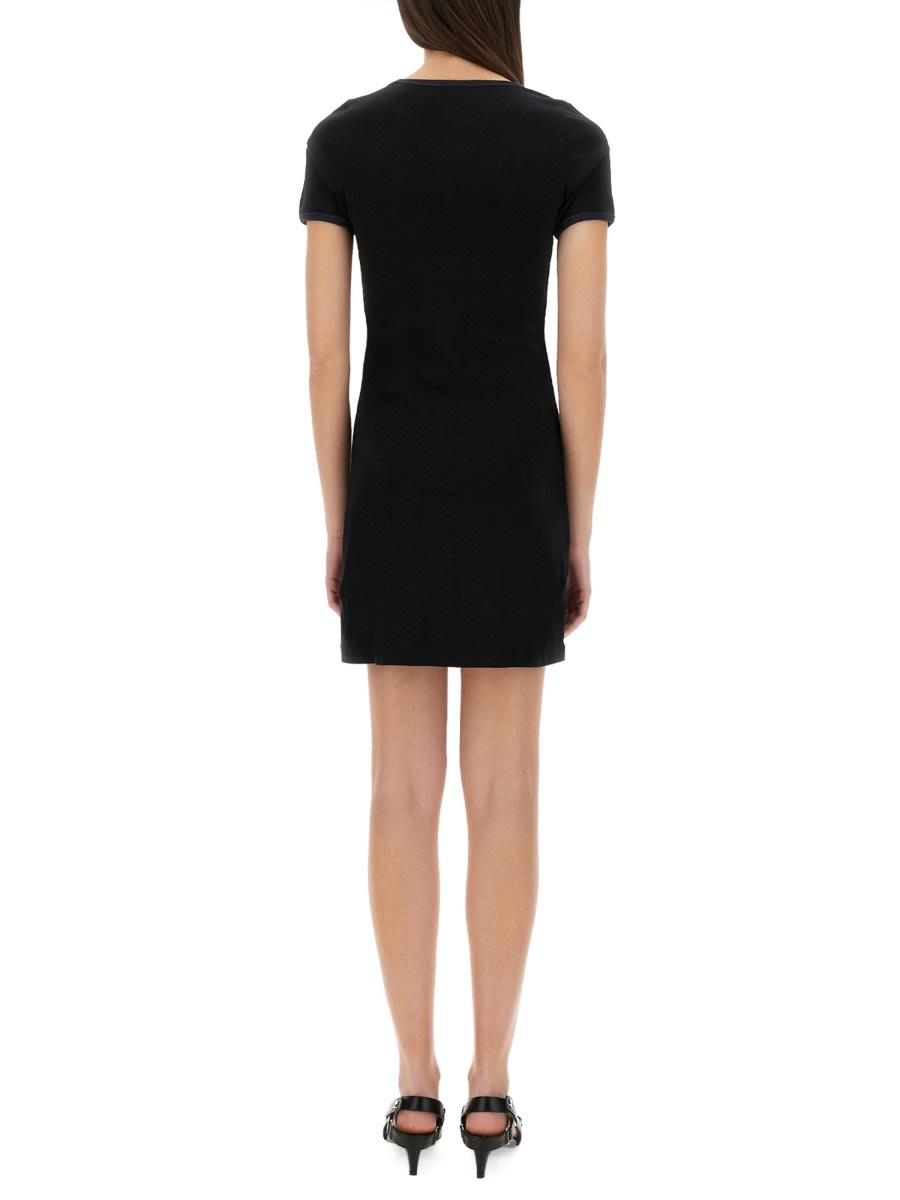Courrèges Cotton Short Sleeves Mini Dress In Black