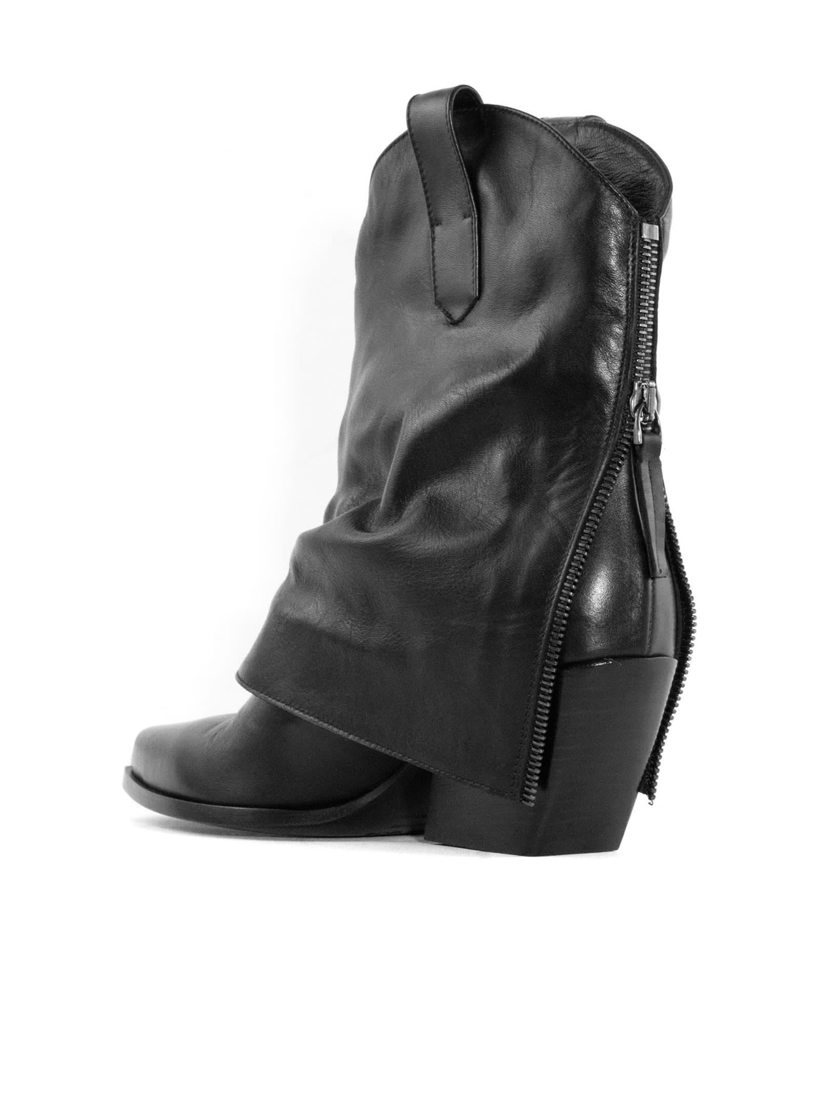 Shop Elena Iachi Black Leather Ankle Boot