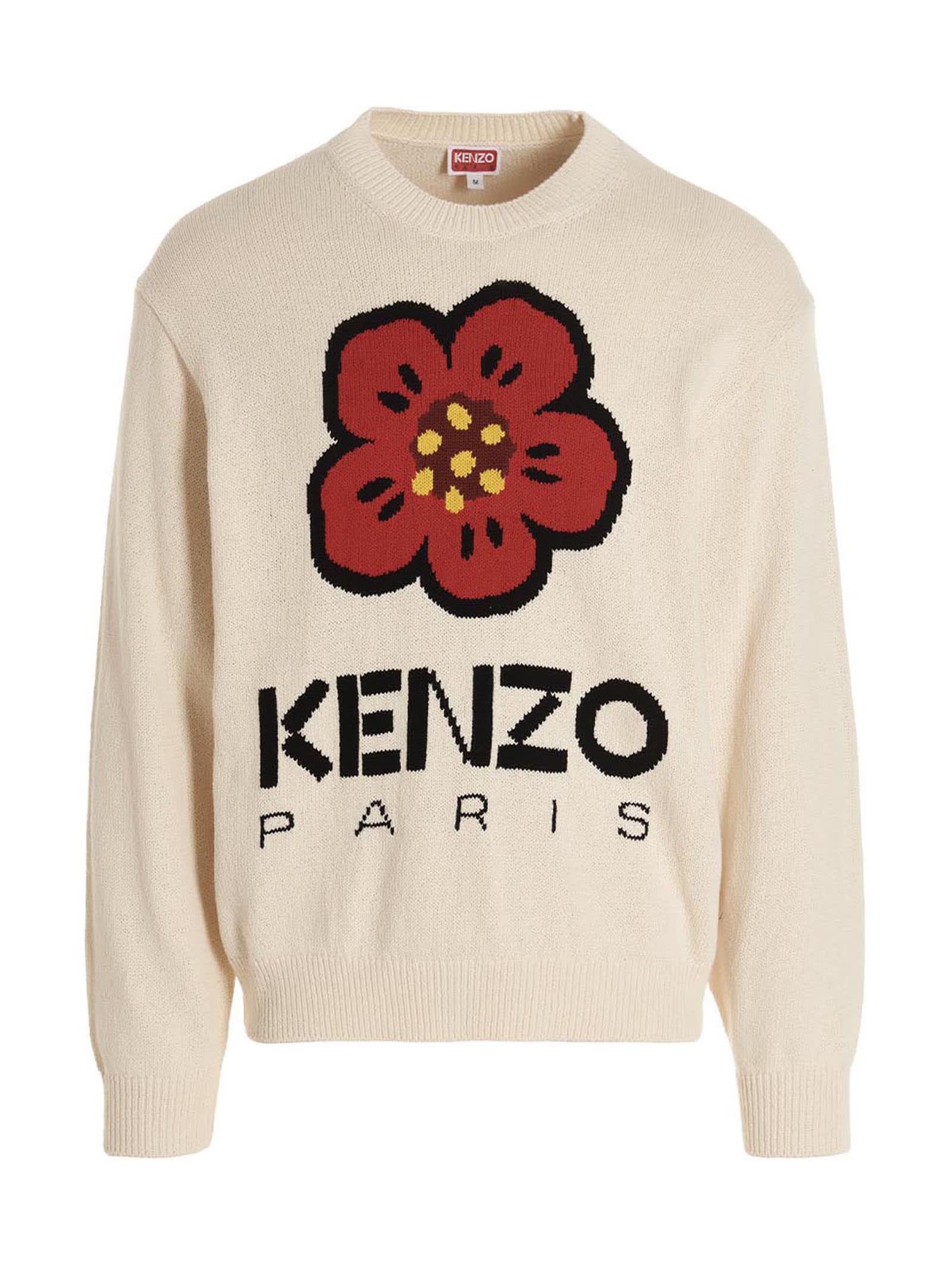 Shop Kenzo Boke Flower Sweater In Blanc Casse