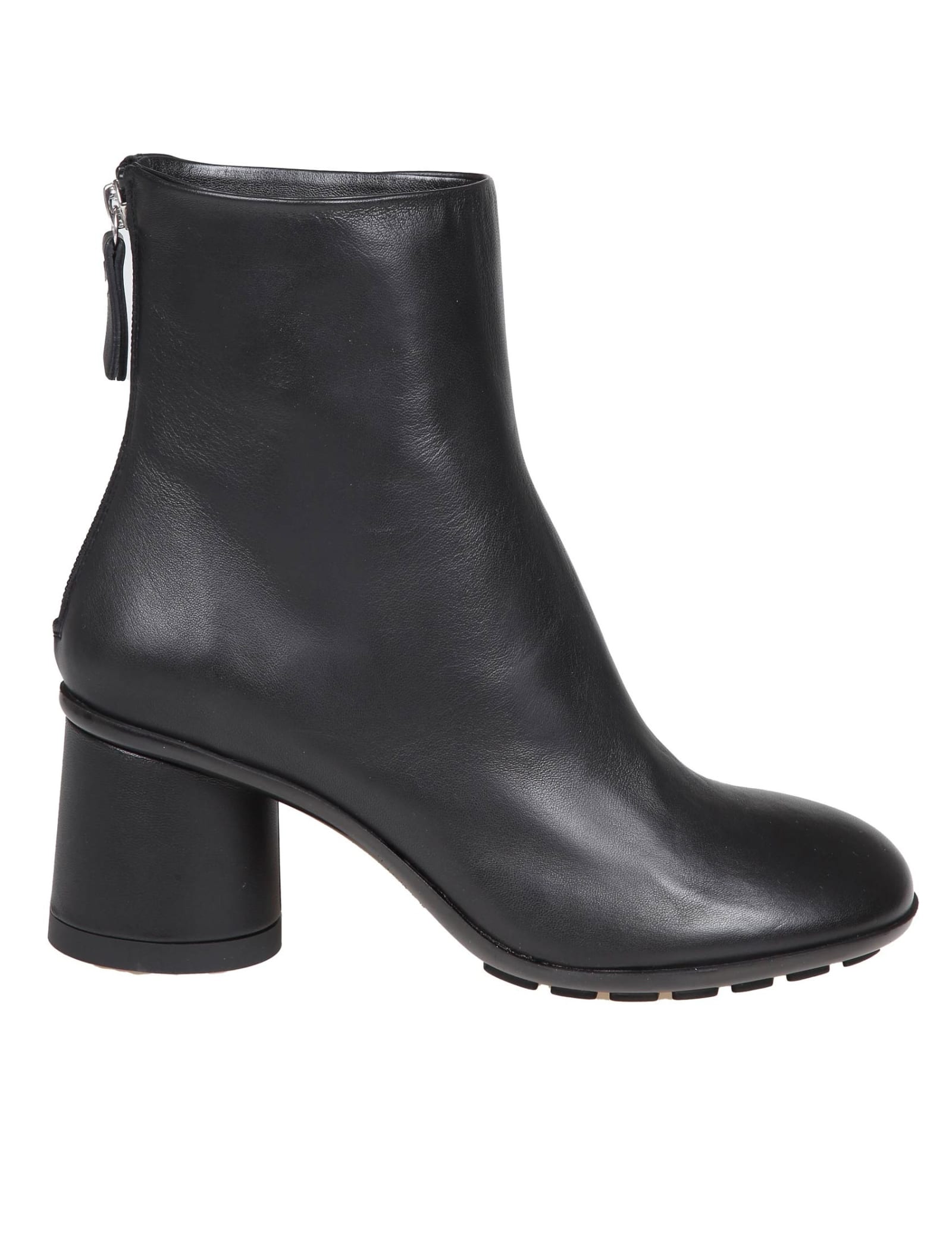 AGL Curvy Ankle Boots In Black Color Leather