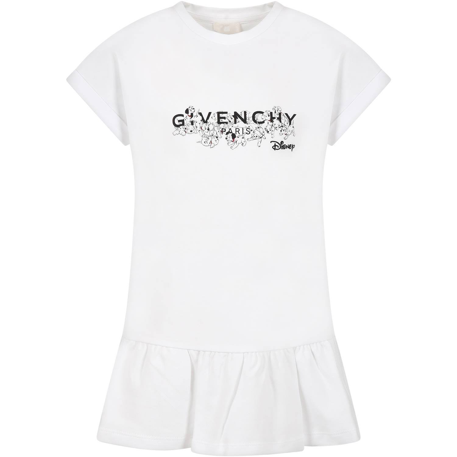 GIVENCHY WHITE DRESS FOR GIRL WITH 101 DALMATIANS AND LOGO