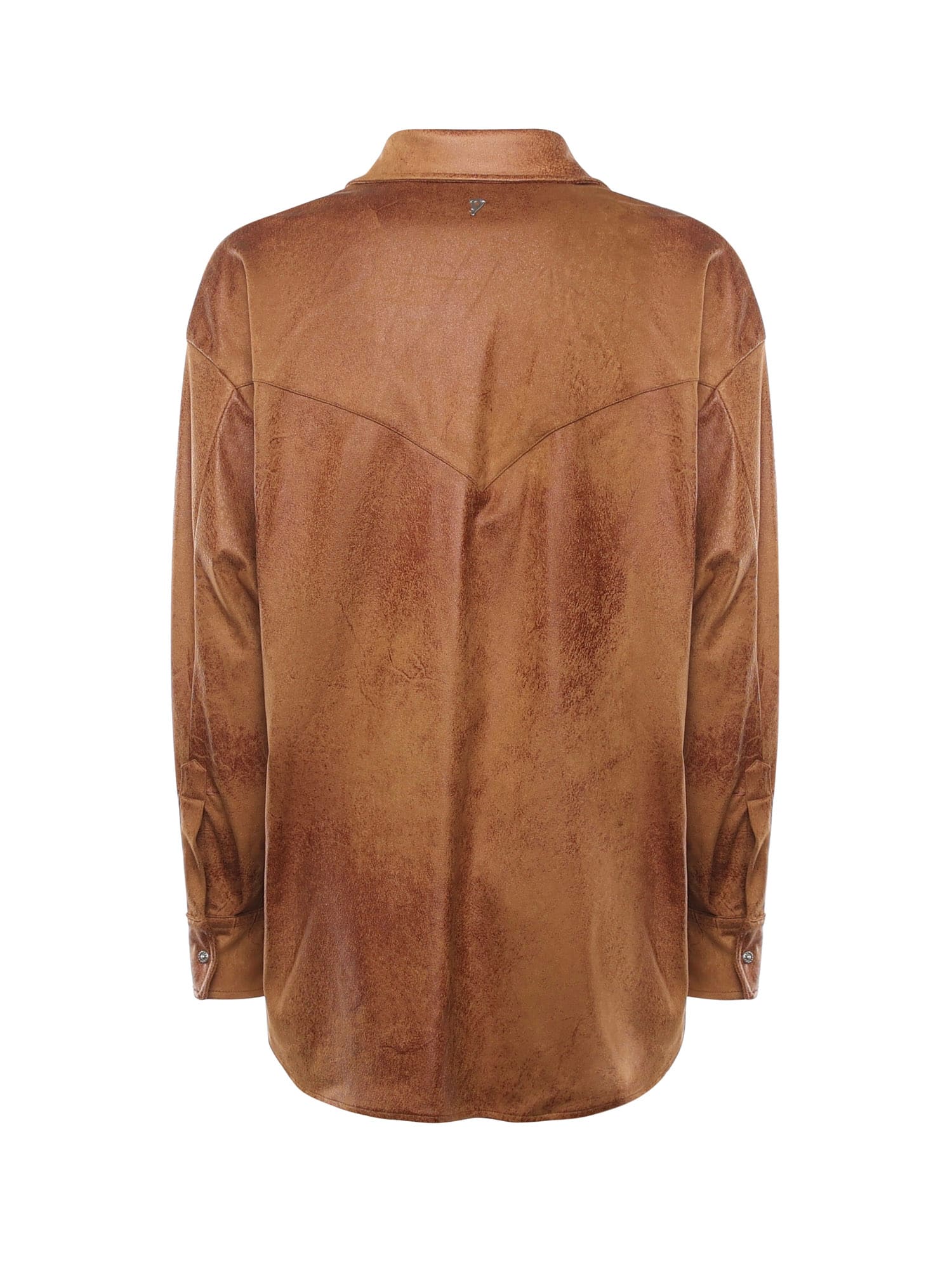 Dondup Stretch Polyester Blend Shirt In Brown