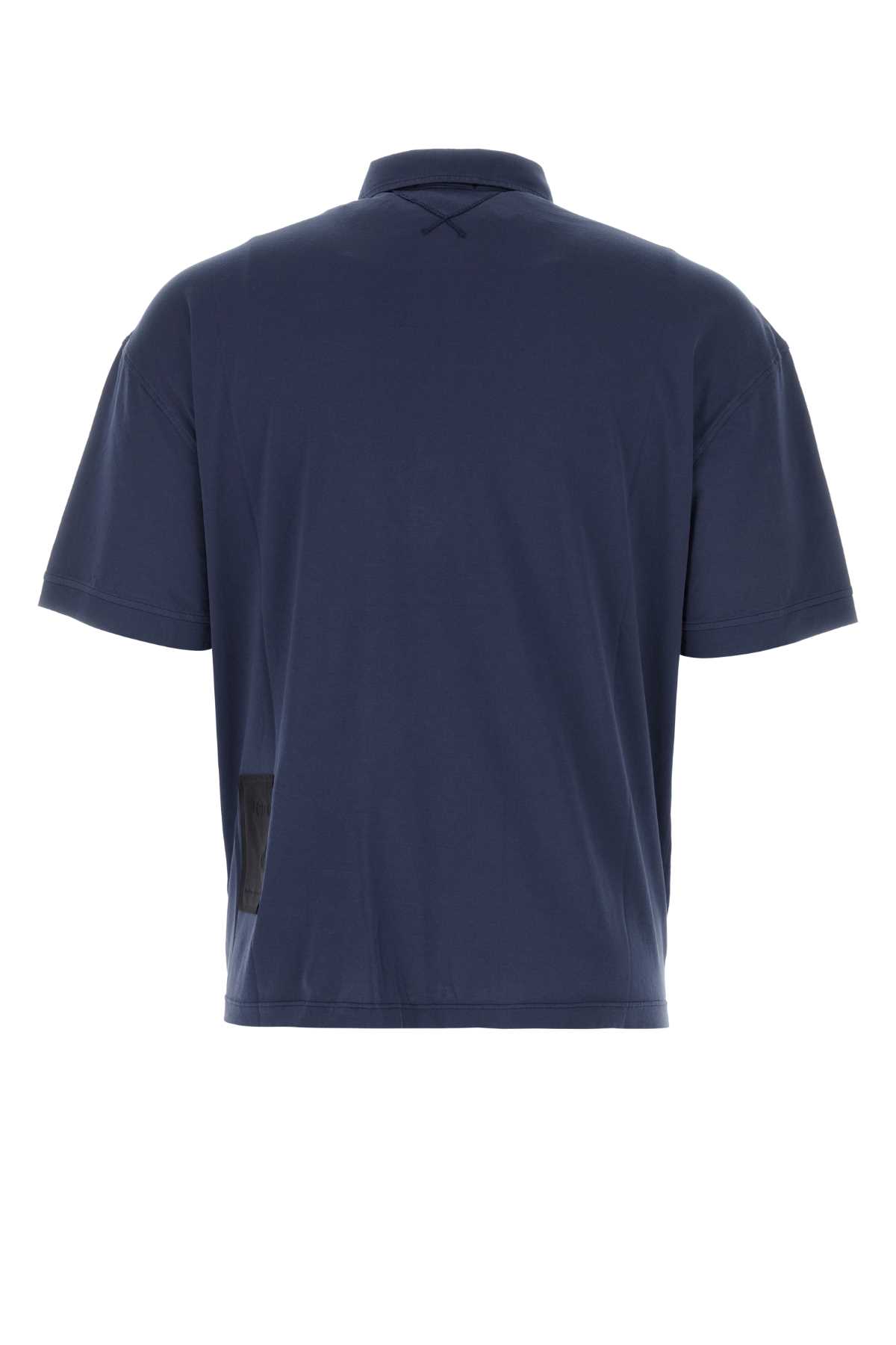 Shop Ten C Navy Blue Cotton Polo Shirt In Blunotte