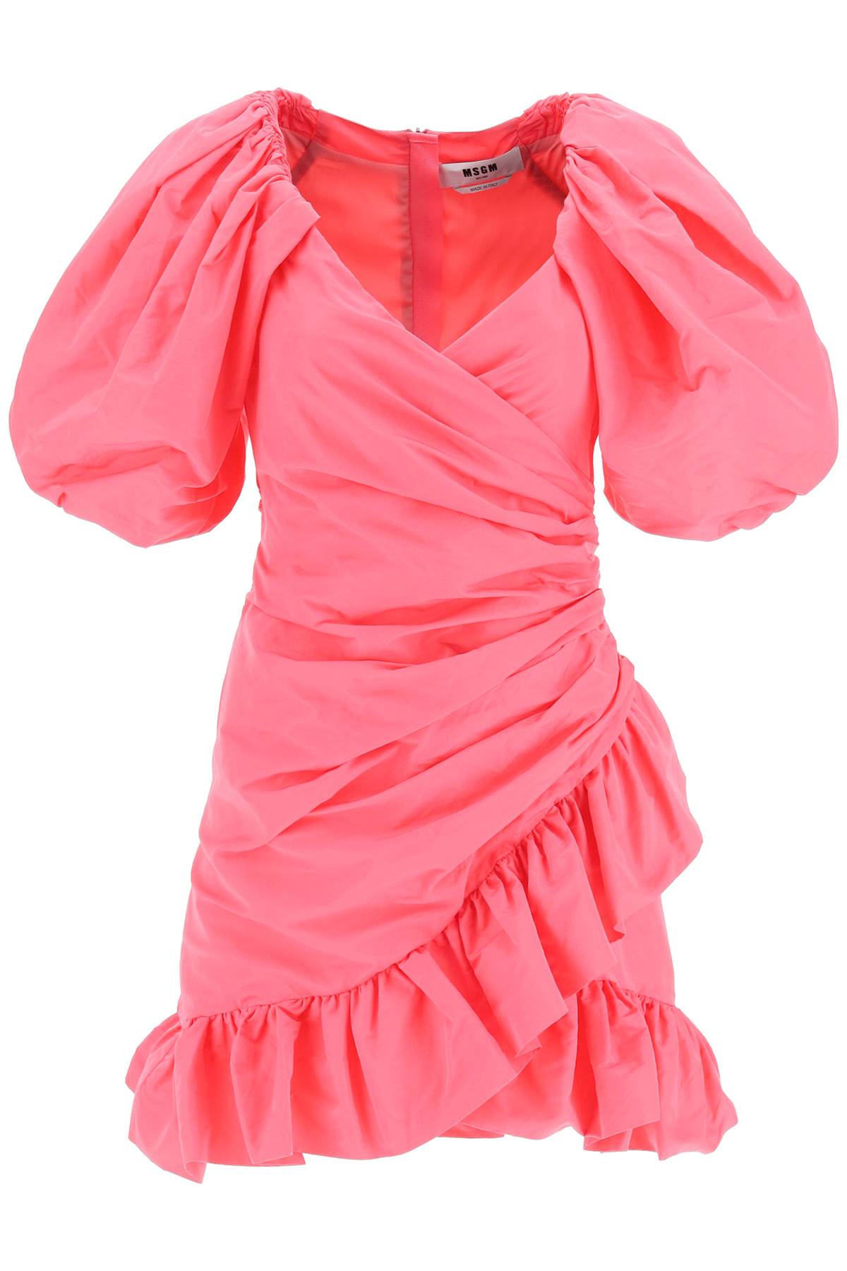 Shop Msgm Draped Mini Dress In Hot Pink (fuchsia)