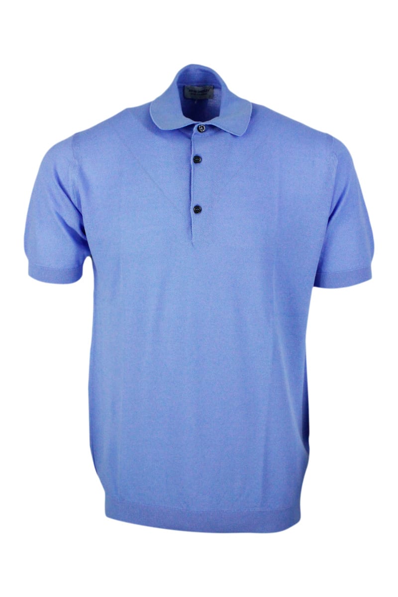 JOHN SMEDLEY SHORT-SLEEVED POLO SHIRT IN EXTRAFINE PIQUÉ COTTON THREAD WITH THREE BUTTONS