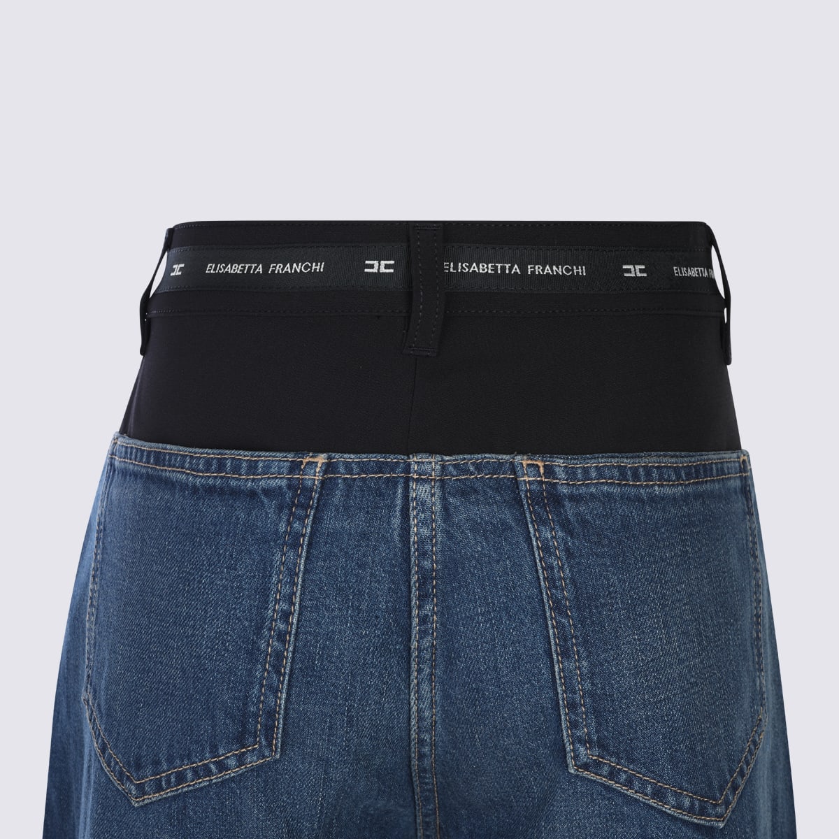Elisabetta Franchi Blue And Black Cotton Jeans In Black