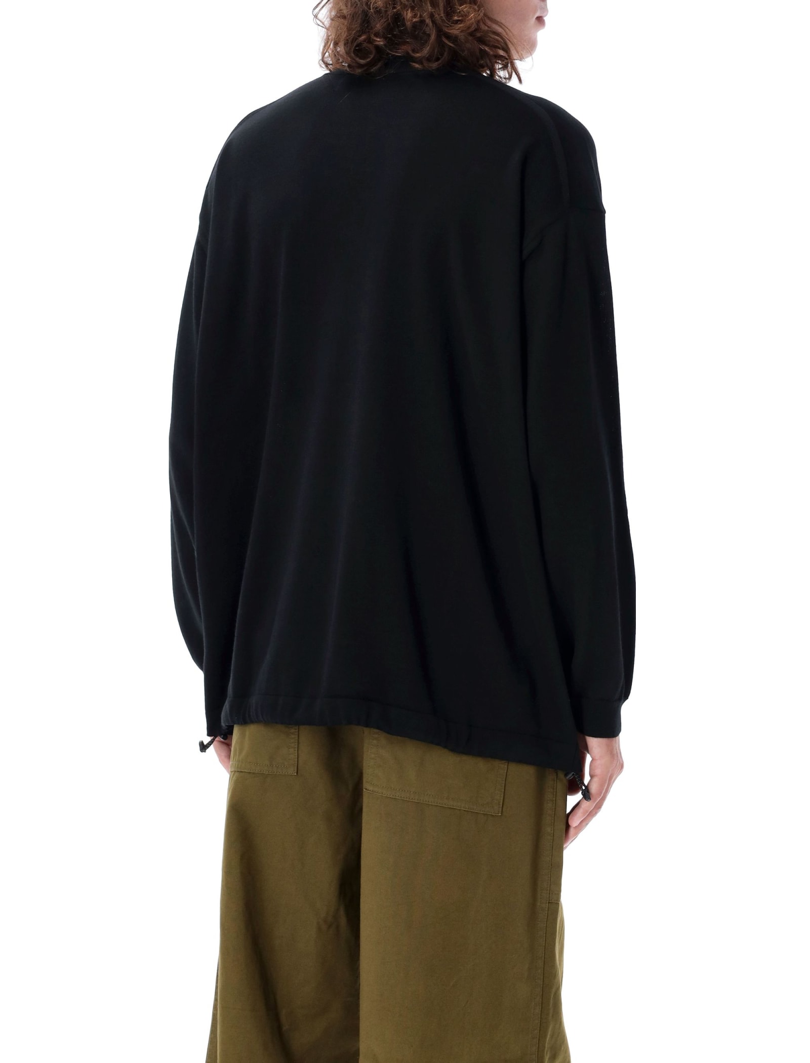 Shop Comme Des Garçons Homme Deux Knit Crewneck Drawstring In Black