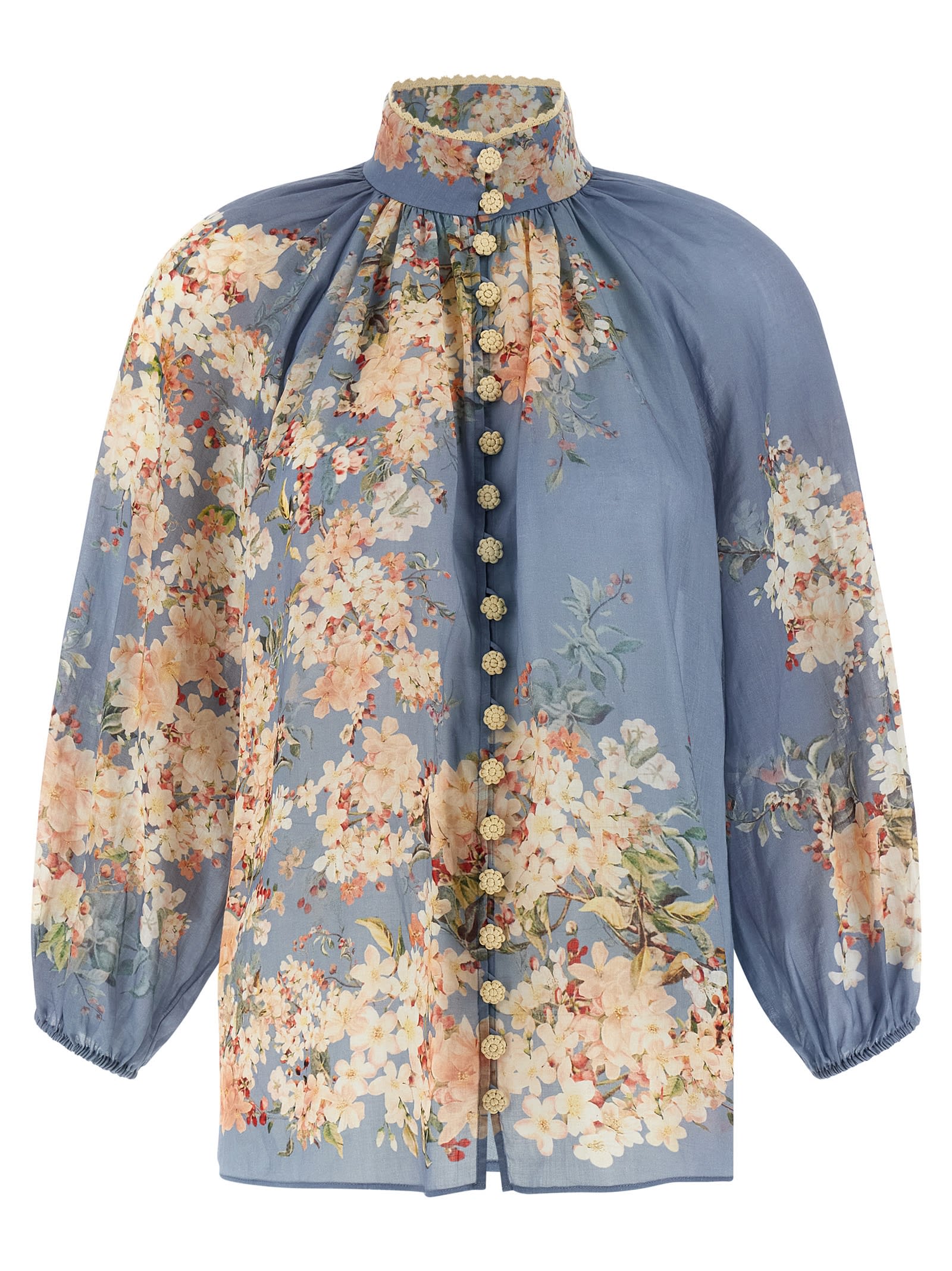Zimmermann Cascadian Billow Blouse In Blue