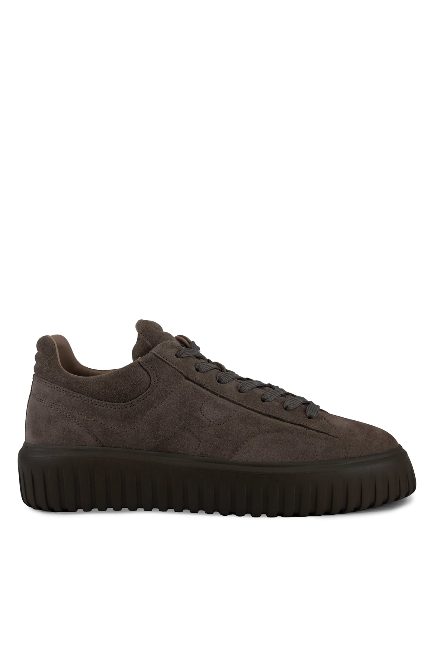 Hogan H-stripes Sneakers In Suede In Marrone