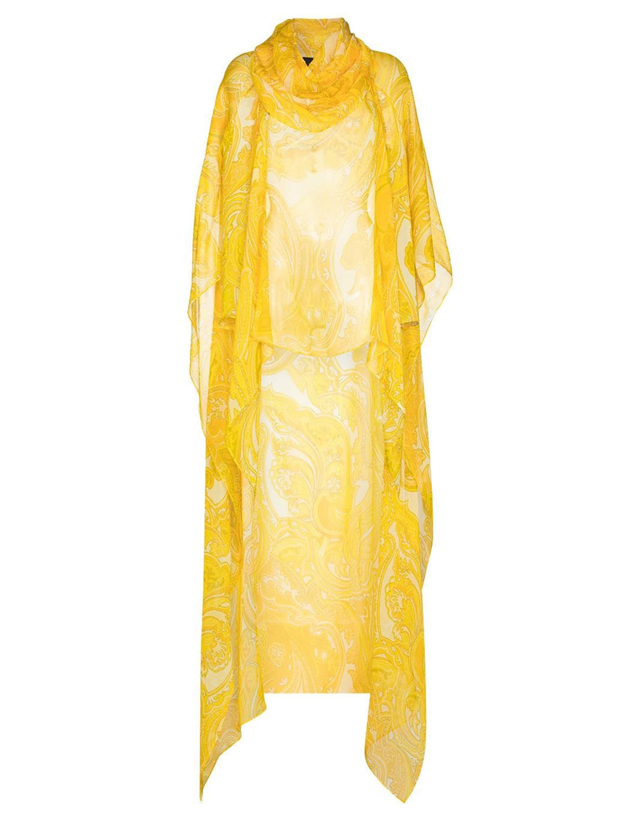 Etro Pocho In Yellow Silk With Paisley Print