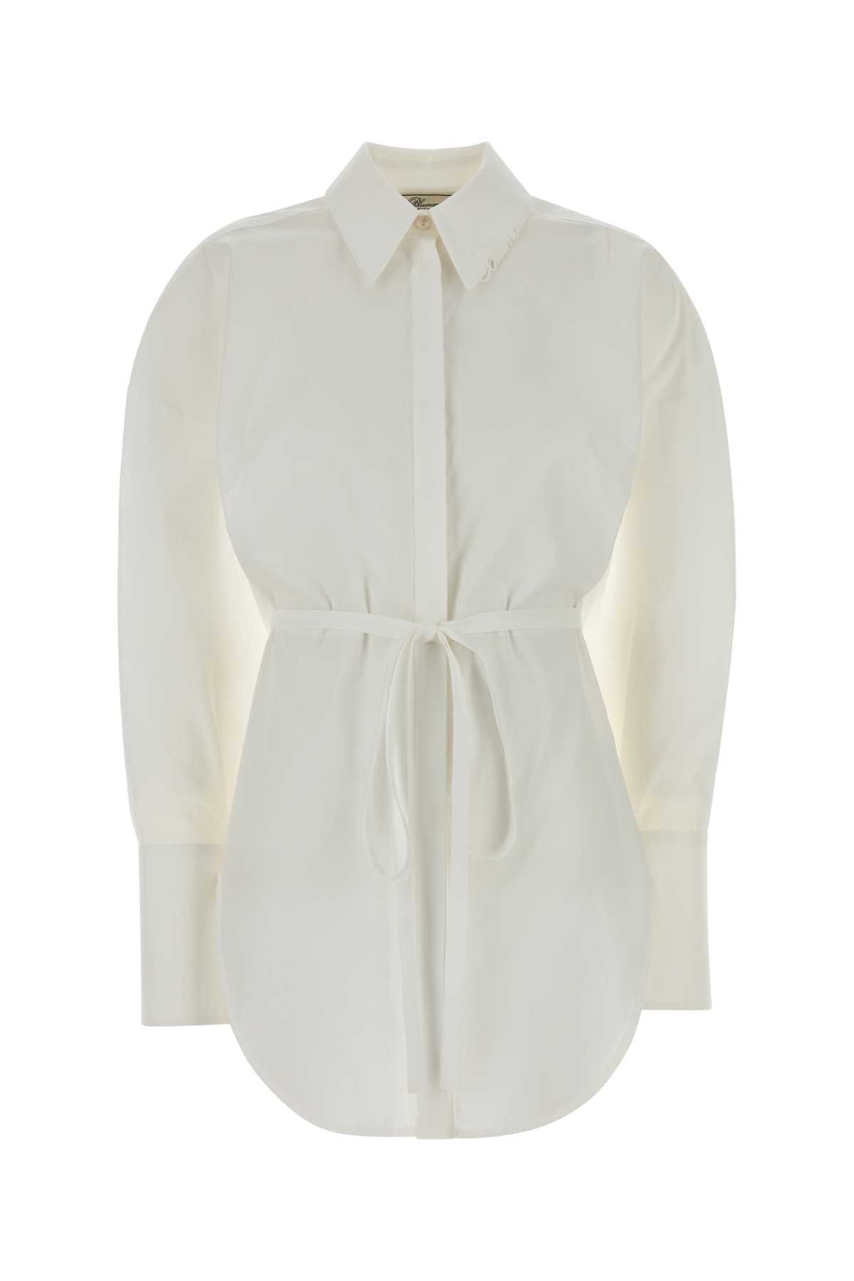 Blumarine Longline Shirt With Waist Tie Detail In White