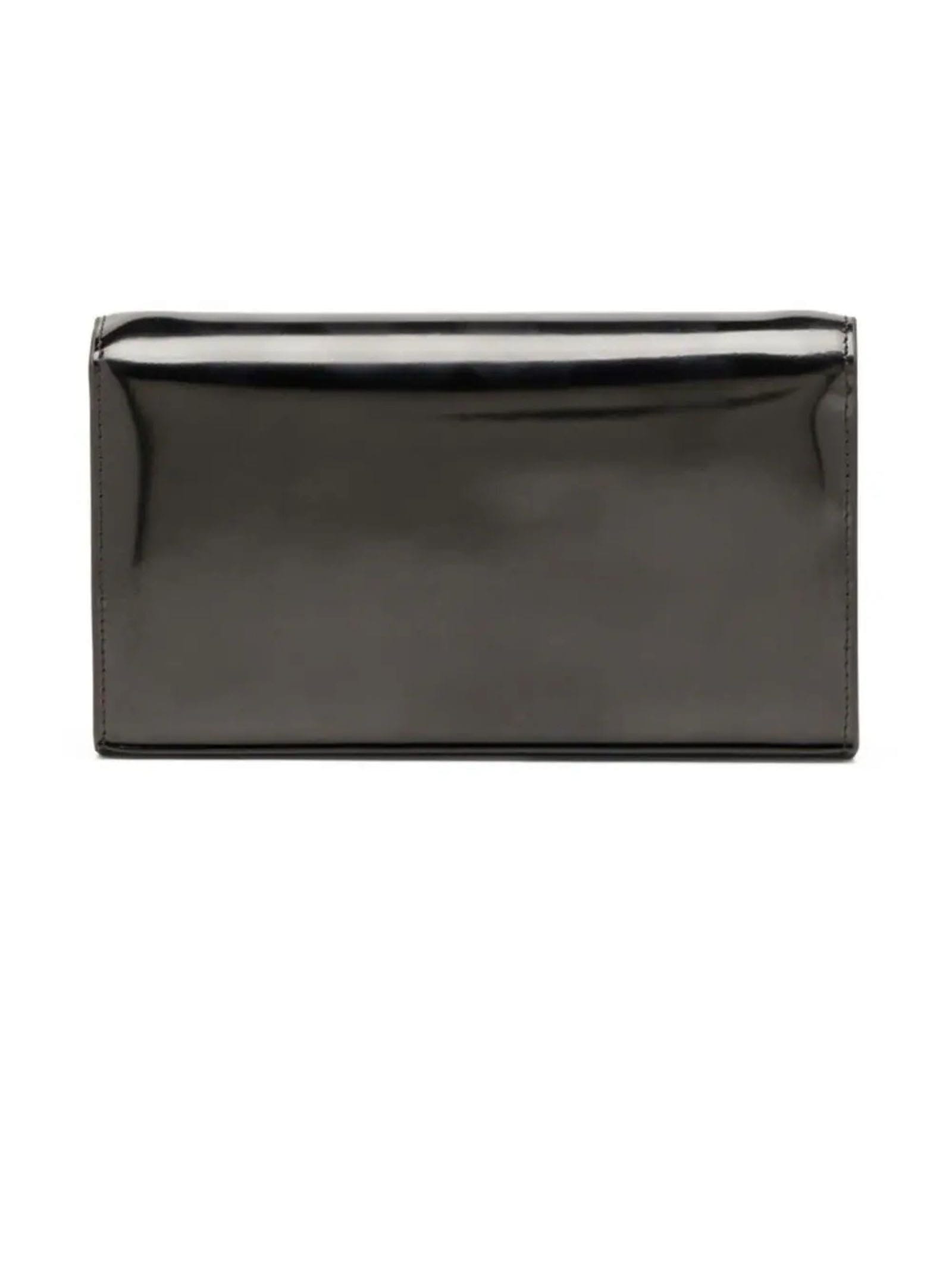 Shop Diesel Black 1dr Mirrored Leather Wallet In Silver