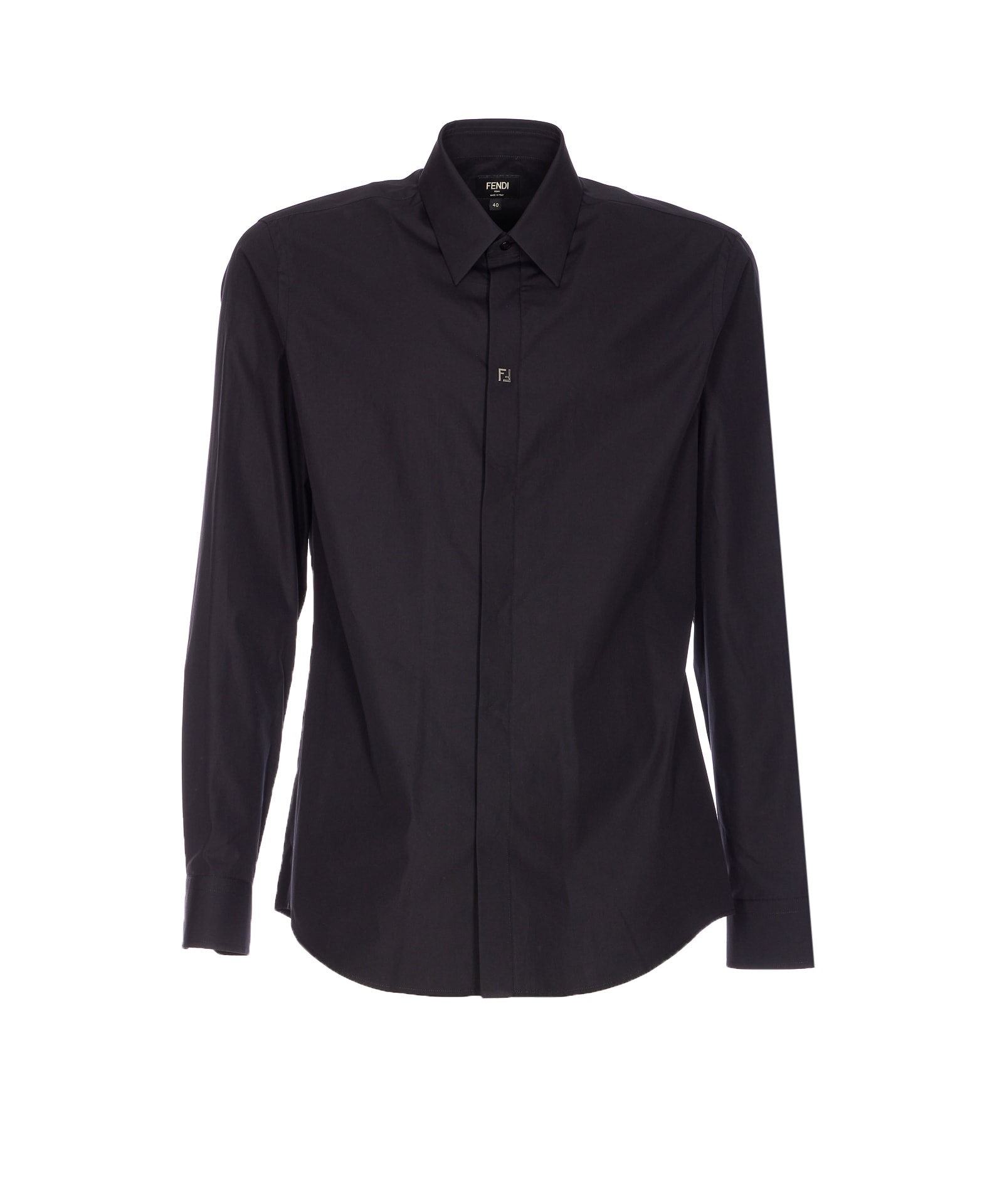 Fendi Men Micro Ff Detail Shirt In Black