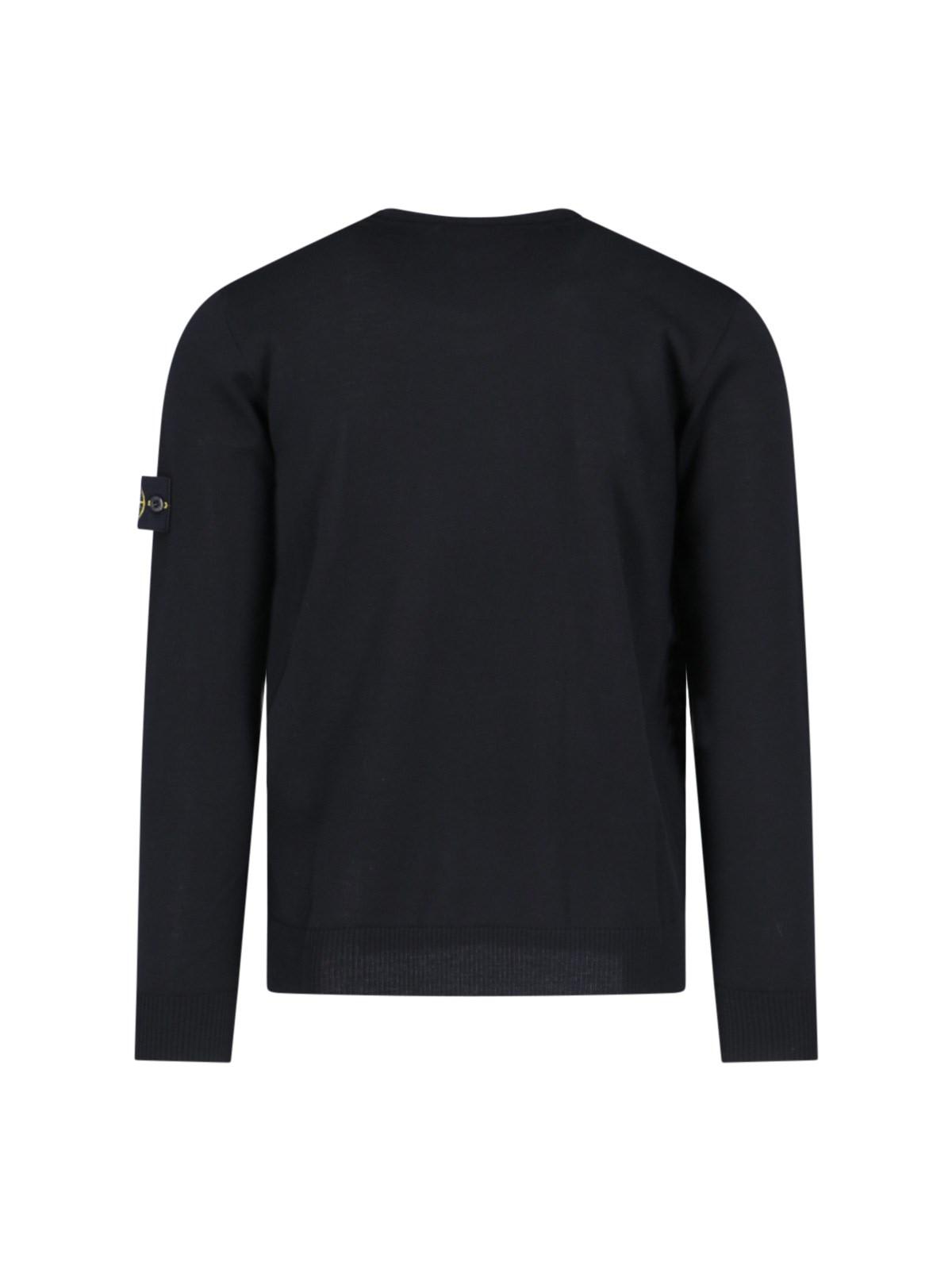 Shop Stone Island Logo Crewneck Sweater In Nero