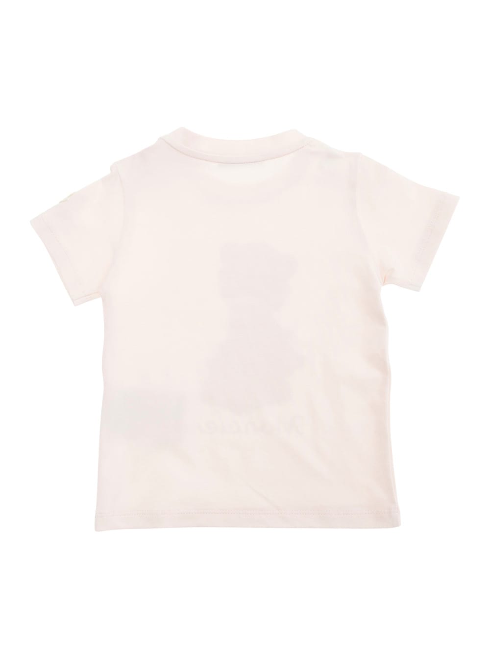 Moncler Pink T-shirt With Front Bear Print And Logo Patch In Cotton Baby In Pink