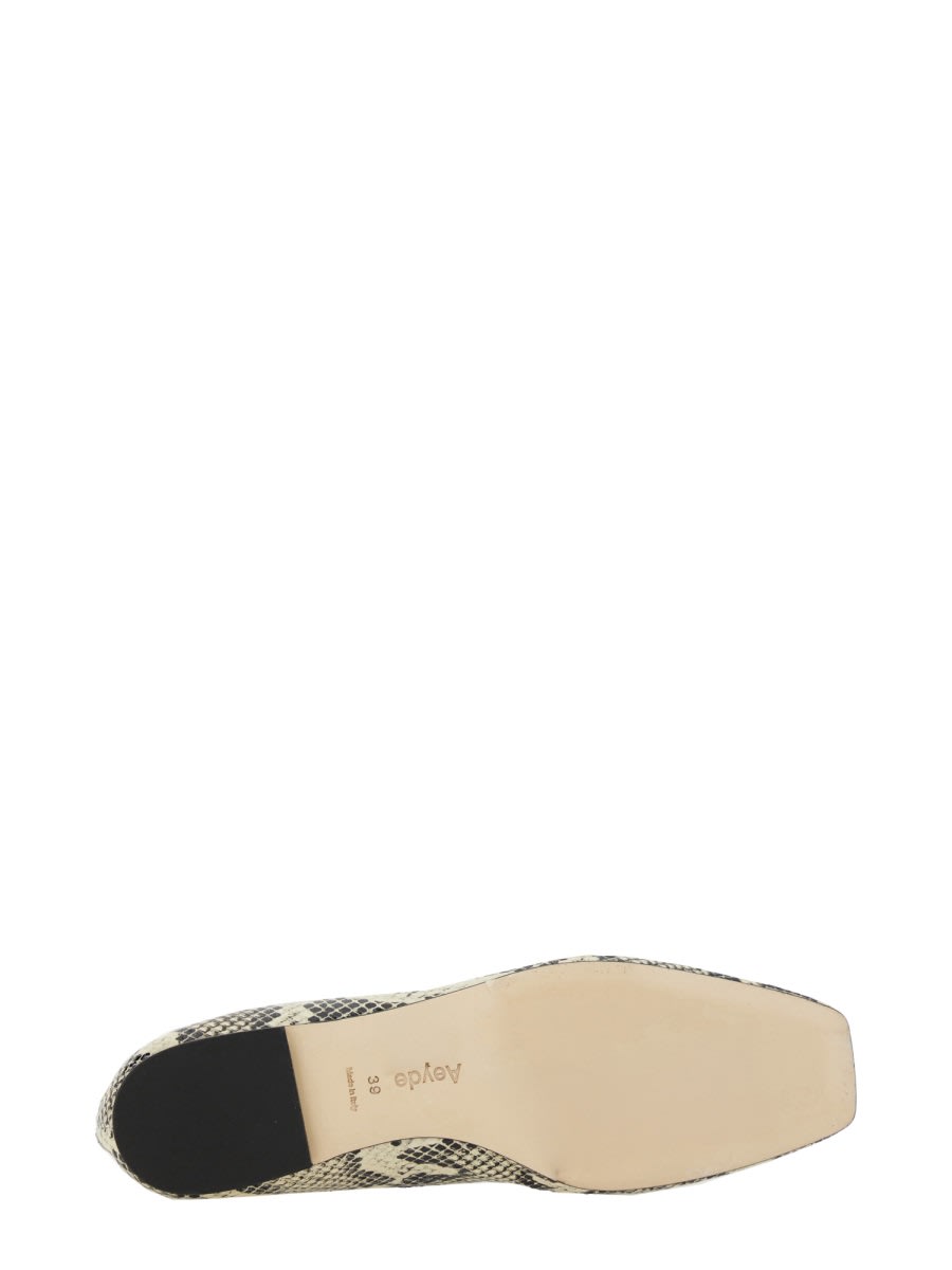 Aeyde Uma Snake Printed Leather Flats In Multicolour