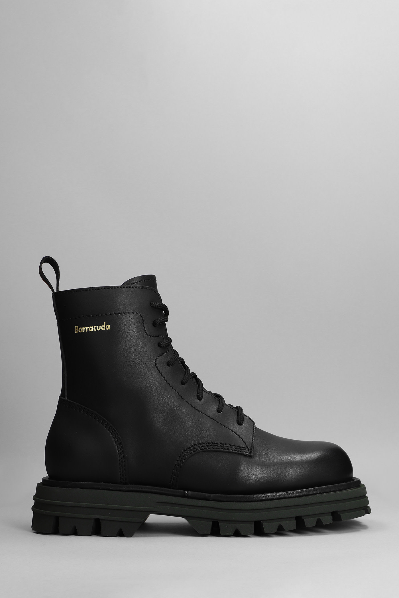 Barracuda Combat Boots In Black Leather