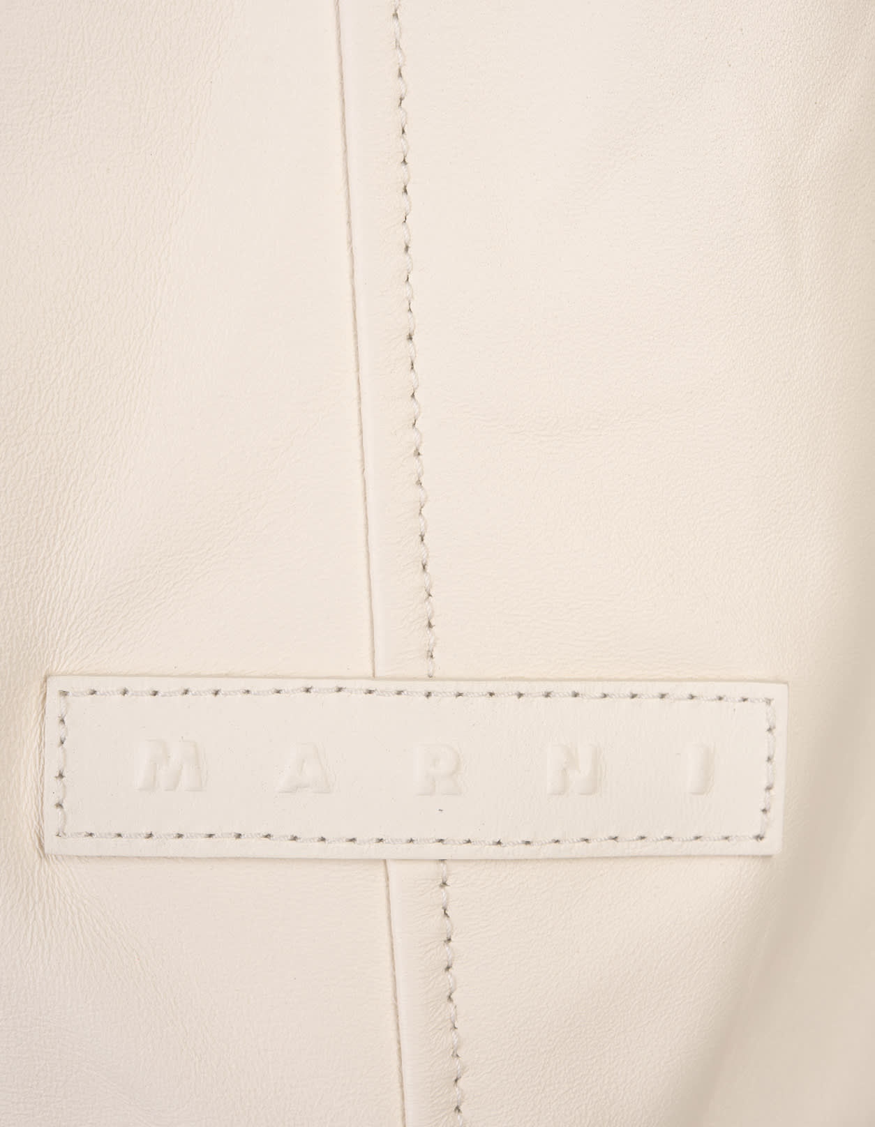 Shop Marni Cream White Leather Lightweight Jacket