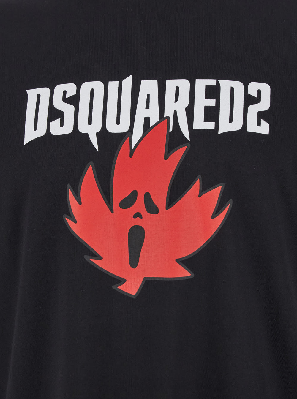 Shop Dsquared2 Black Crewneck T-shirt Witrh Screaming Maple In Cotton Man