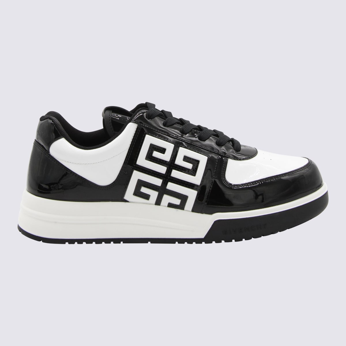 Shop Givenchy White And Black Leather 4g Sneakers